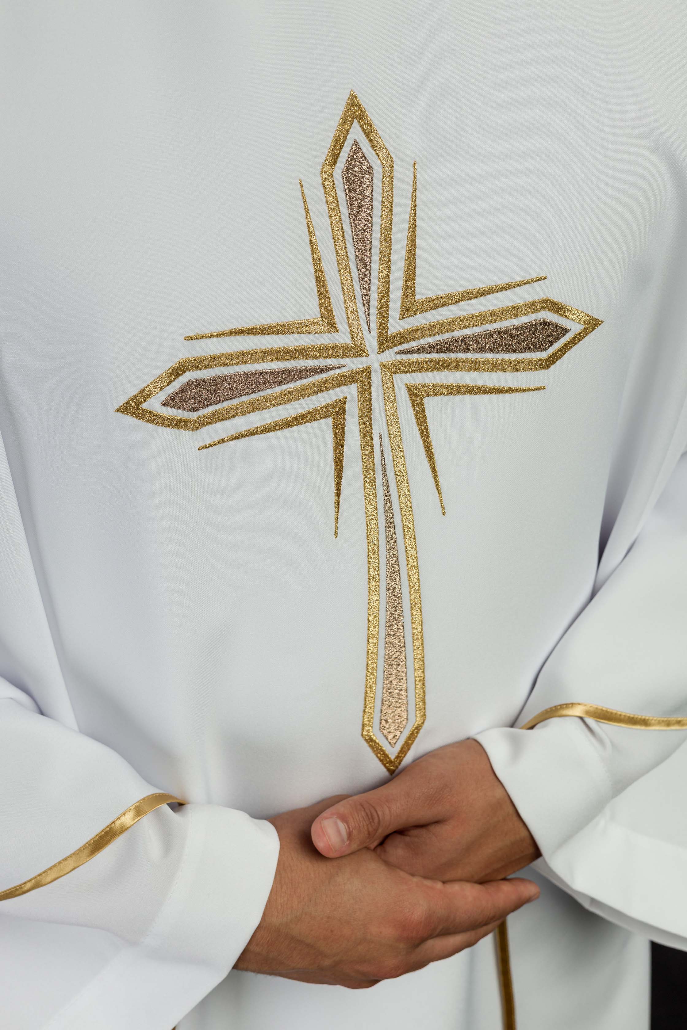 White Embroidered Chasuble with the Holy Cross Motif
