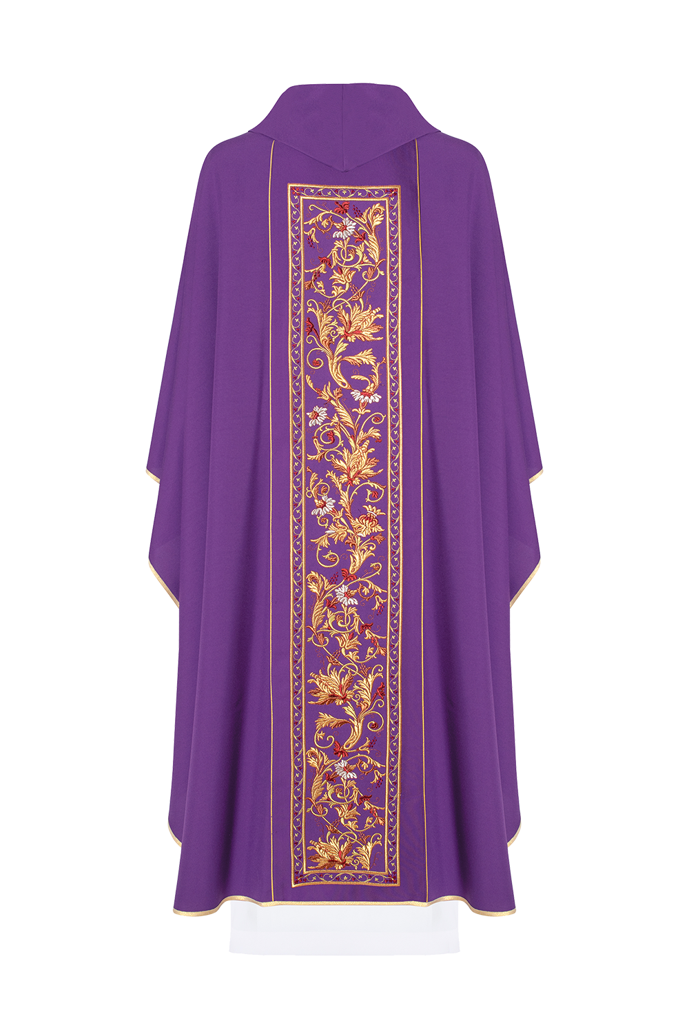 Chasuble richly embroidered with the symbol IHS in Purple - HAFTINAUSA.COM