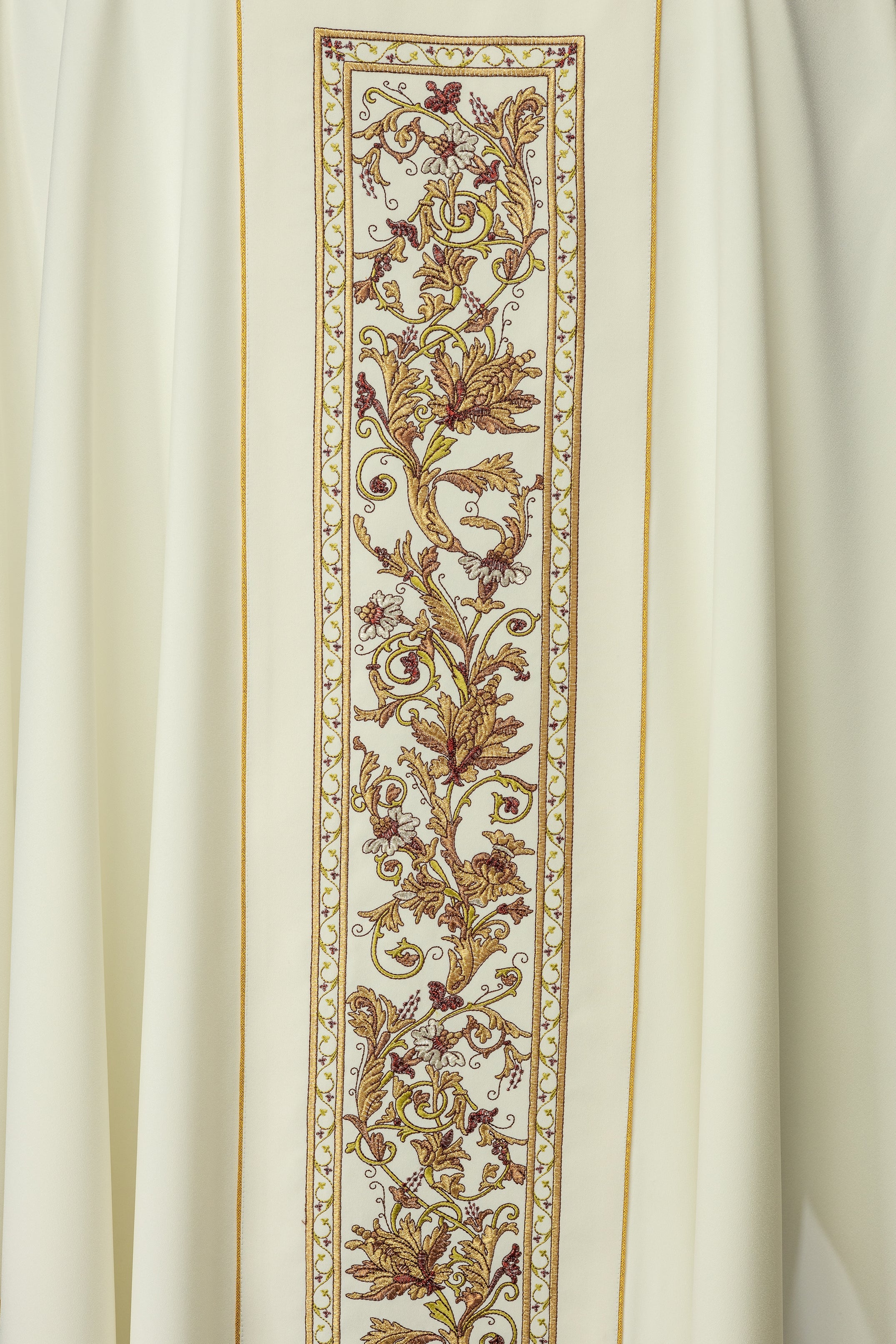 Chasuble richly adorned with IHS motif in ecru