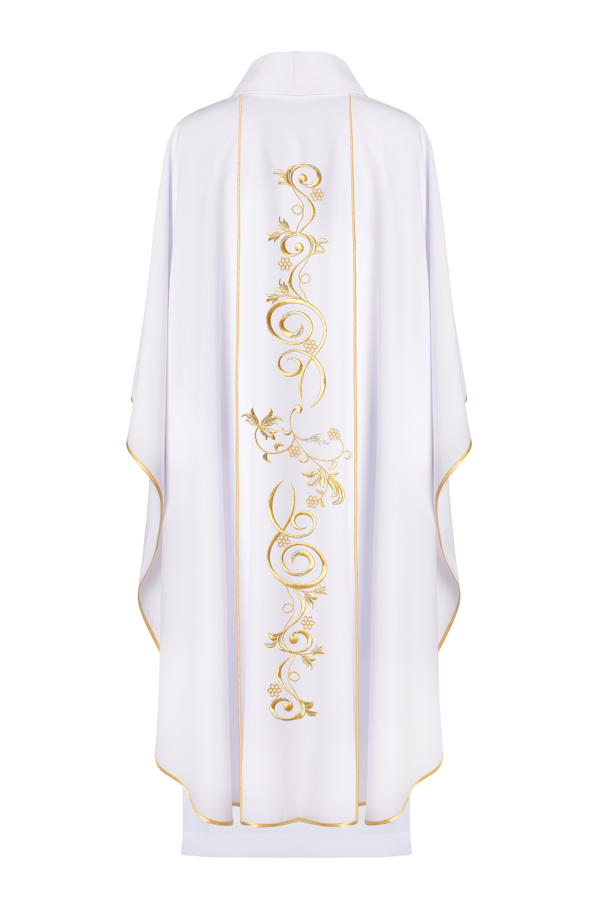 Marian liturgical chasuble with white embroidered bel