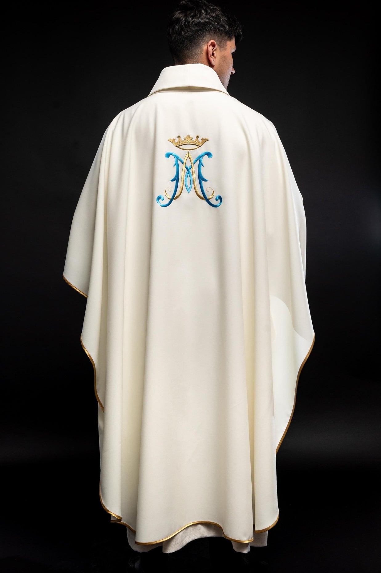 Purple chasuble with cross embroidery