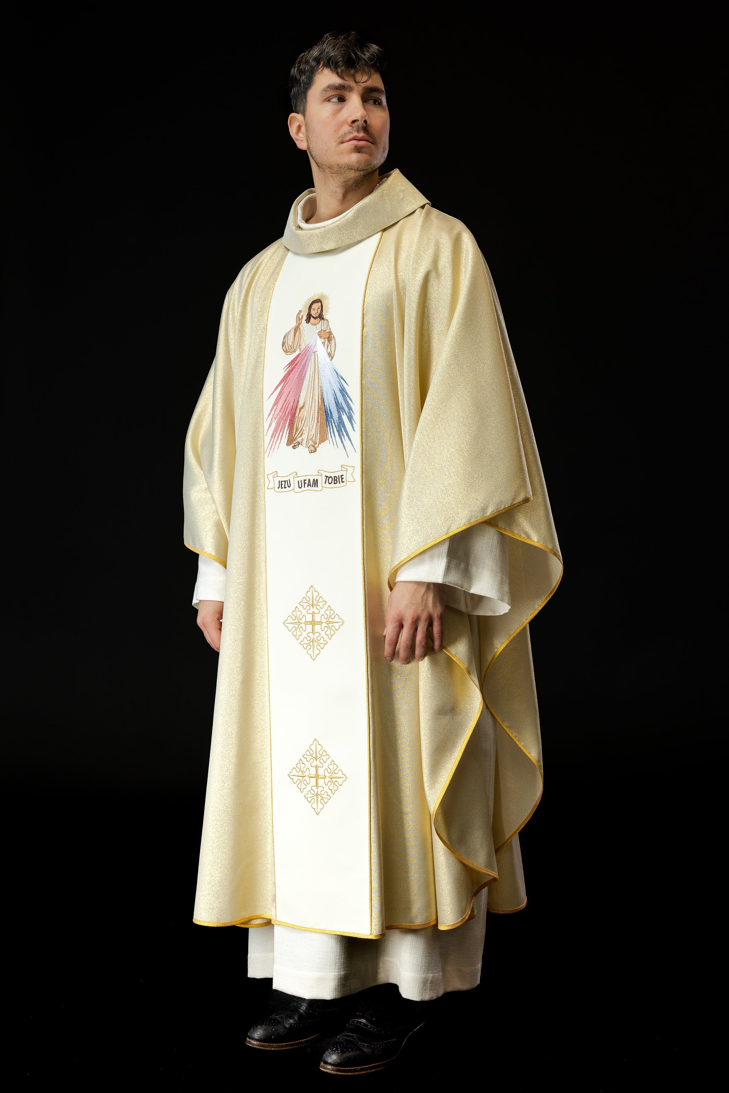 Gold Chasuble with image of Divine Mercy