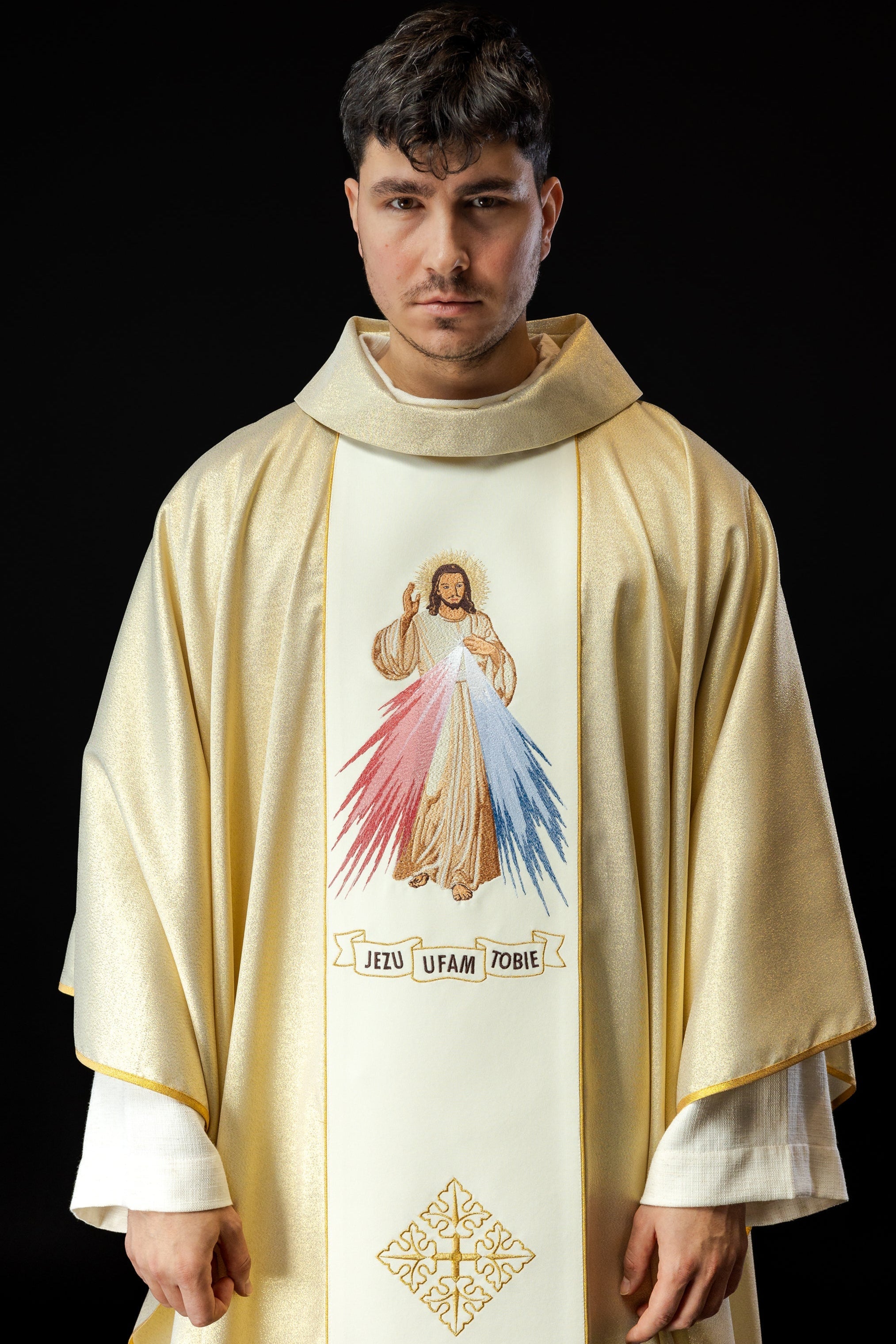 Gold Chasuble with image of Divine Mercy