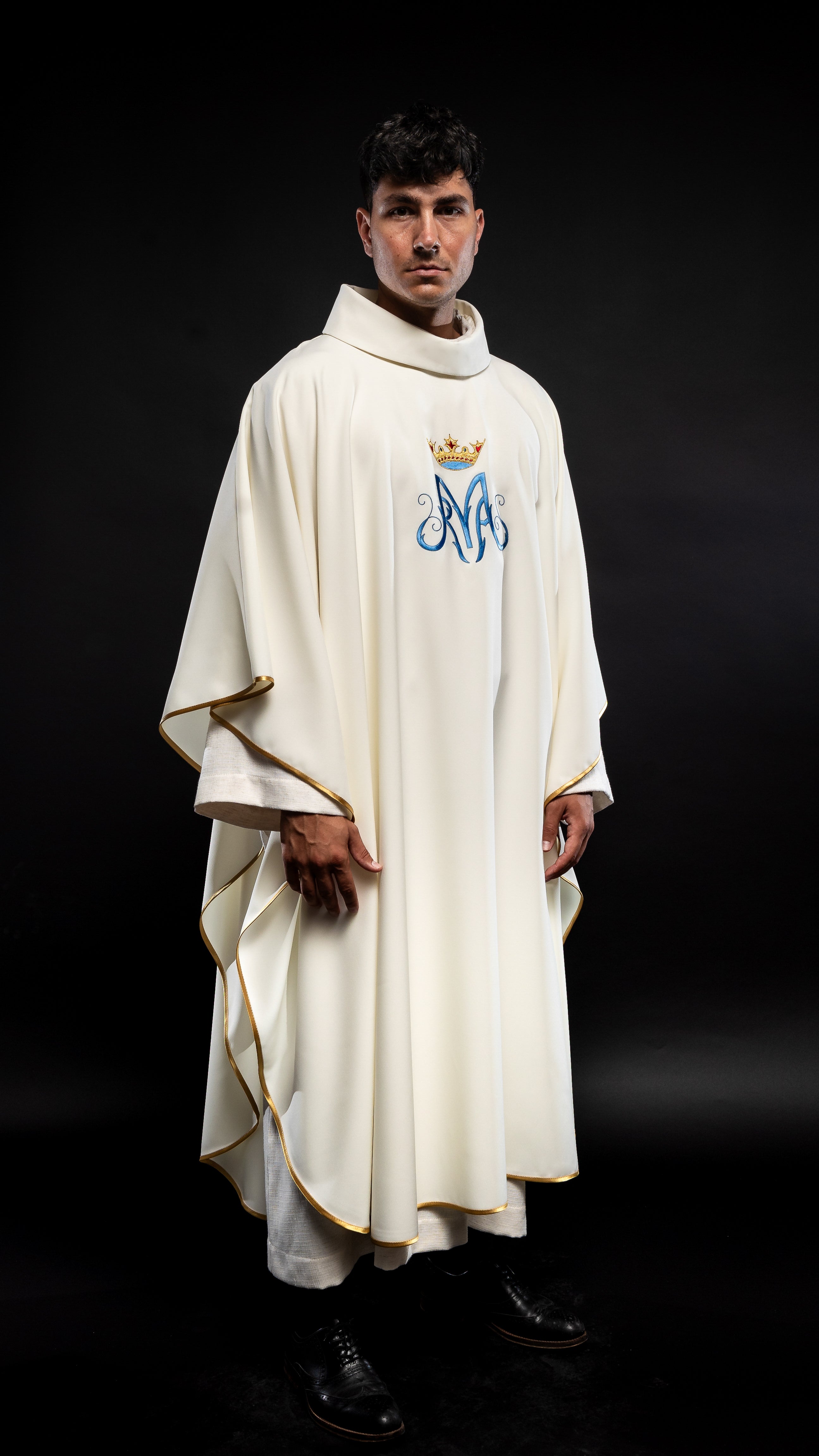 White liturgical Marian chasuble