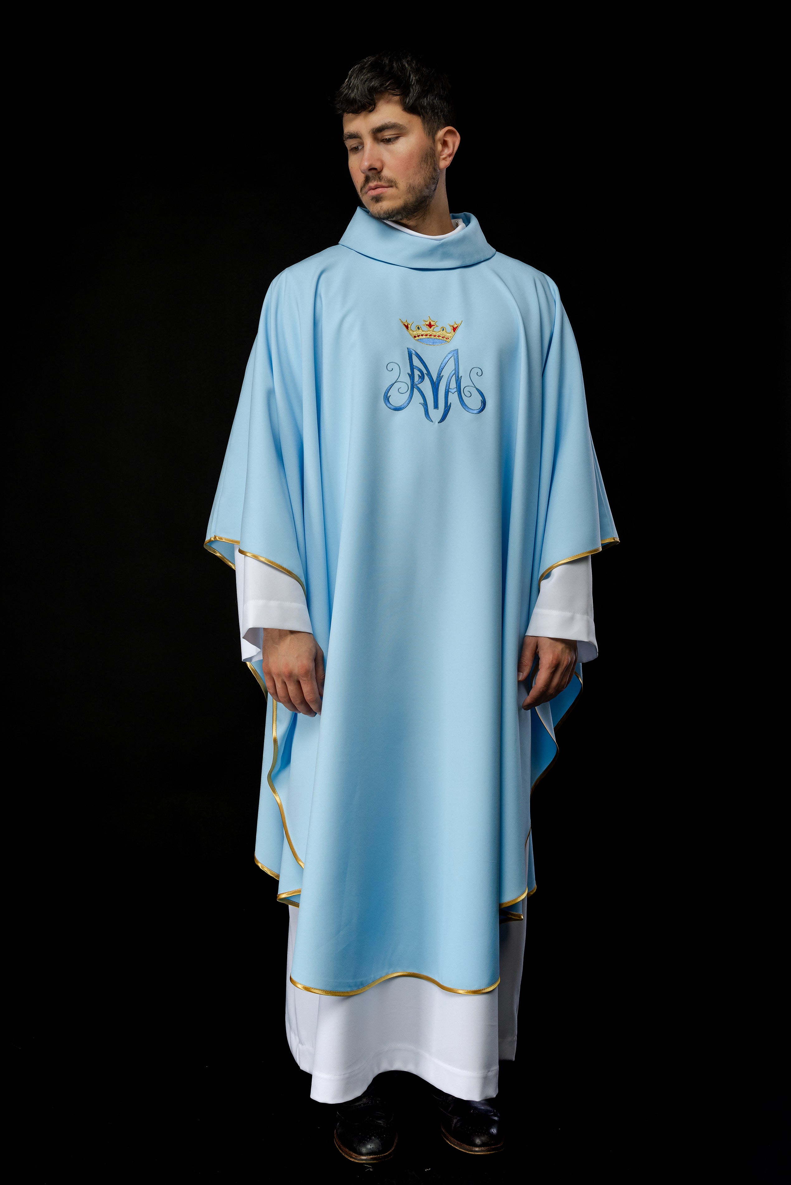 Blue Liturgical Marian Chasuble - HAFTINAUSA.COM