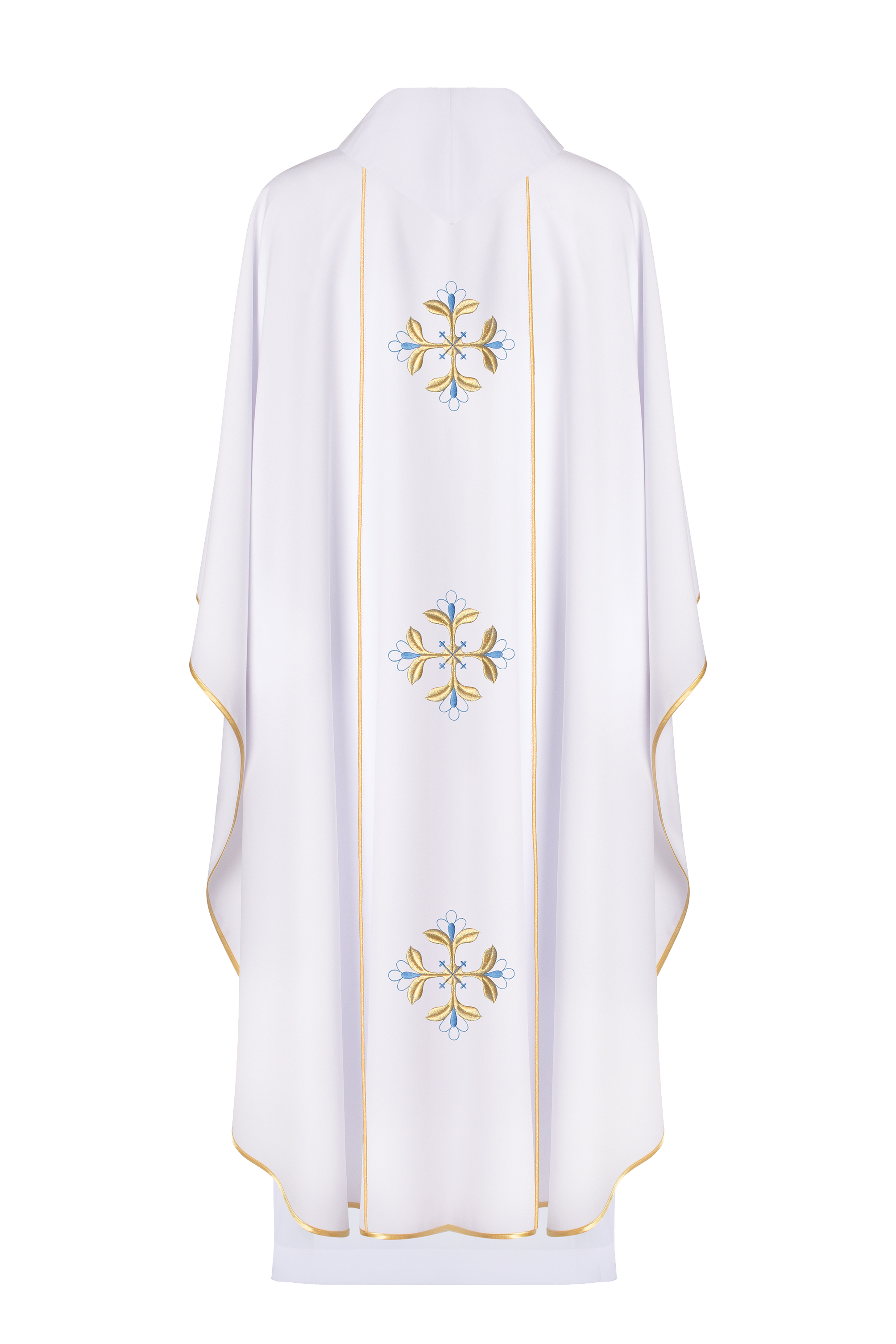 Classic white Marian priests chasuble