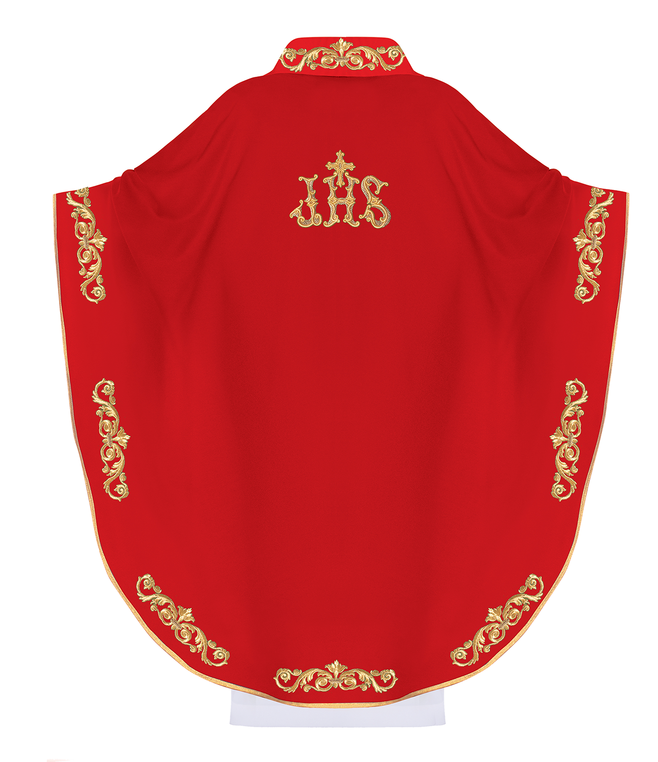 Red chasuble with embroidery around silhouette - HAFTINAUSA.COM