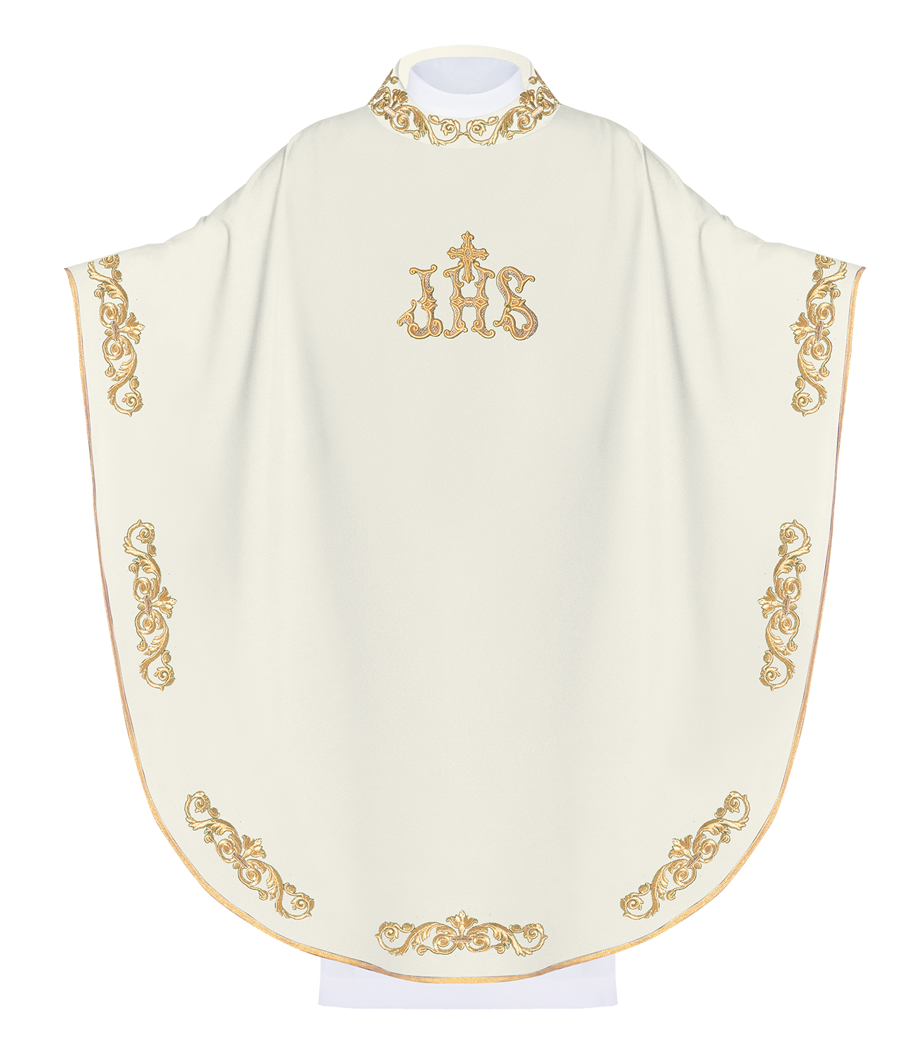 Ecru chasuble with IHS motif - HAFTINAUSA.COM