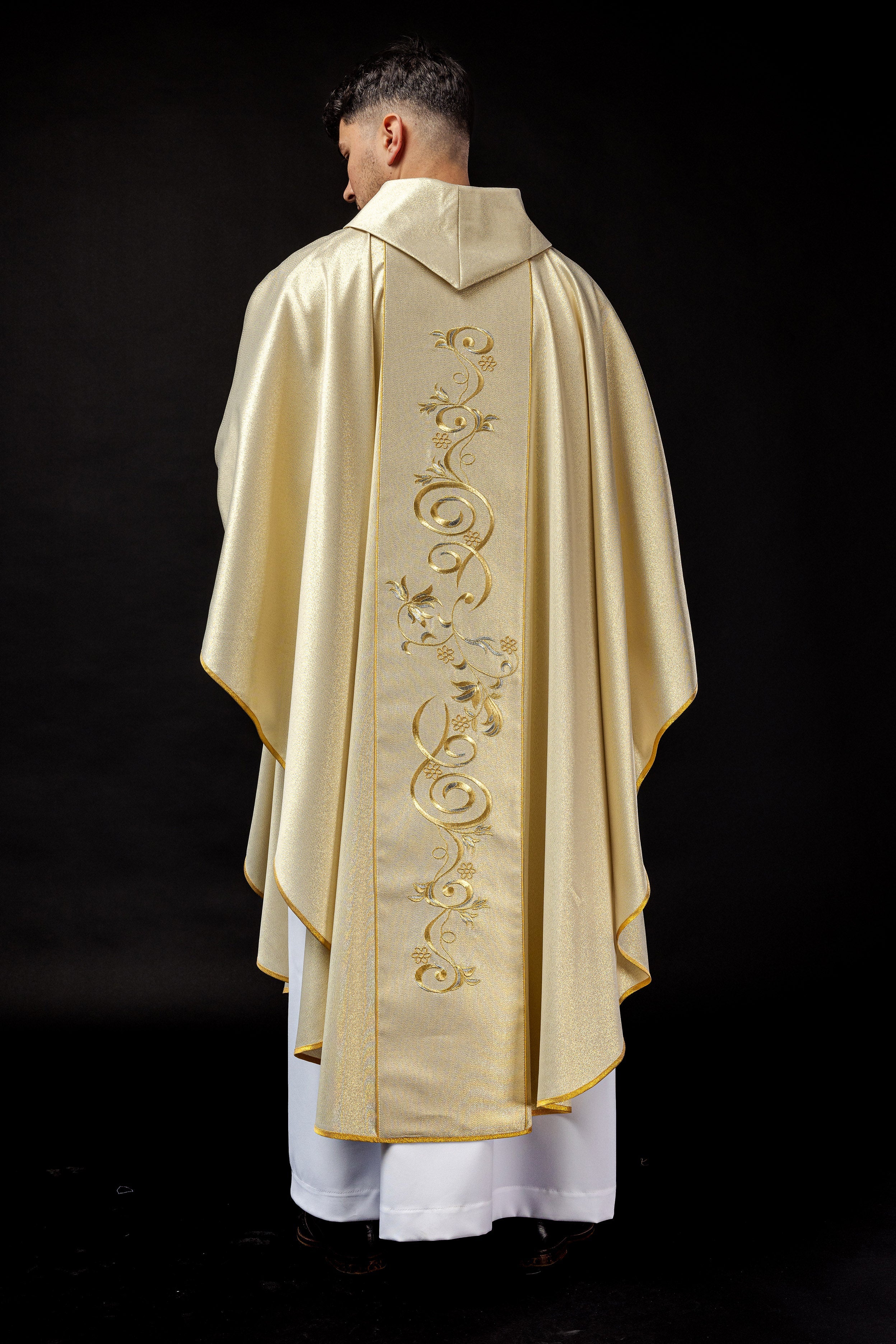 Shiny chasuble with an image of the Holy Family