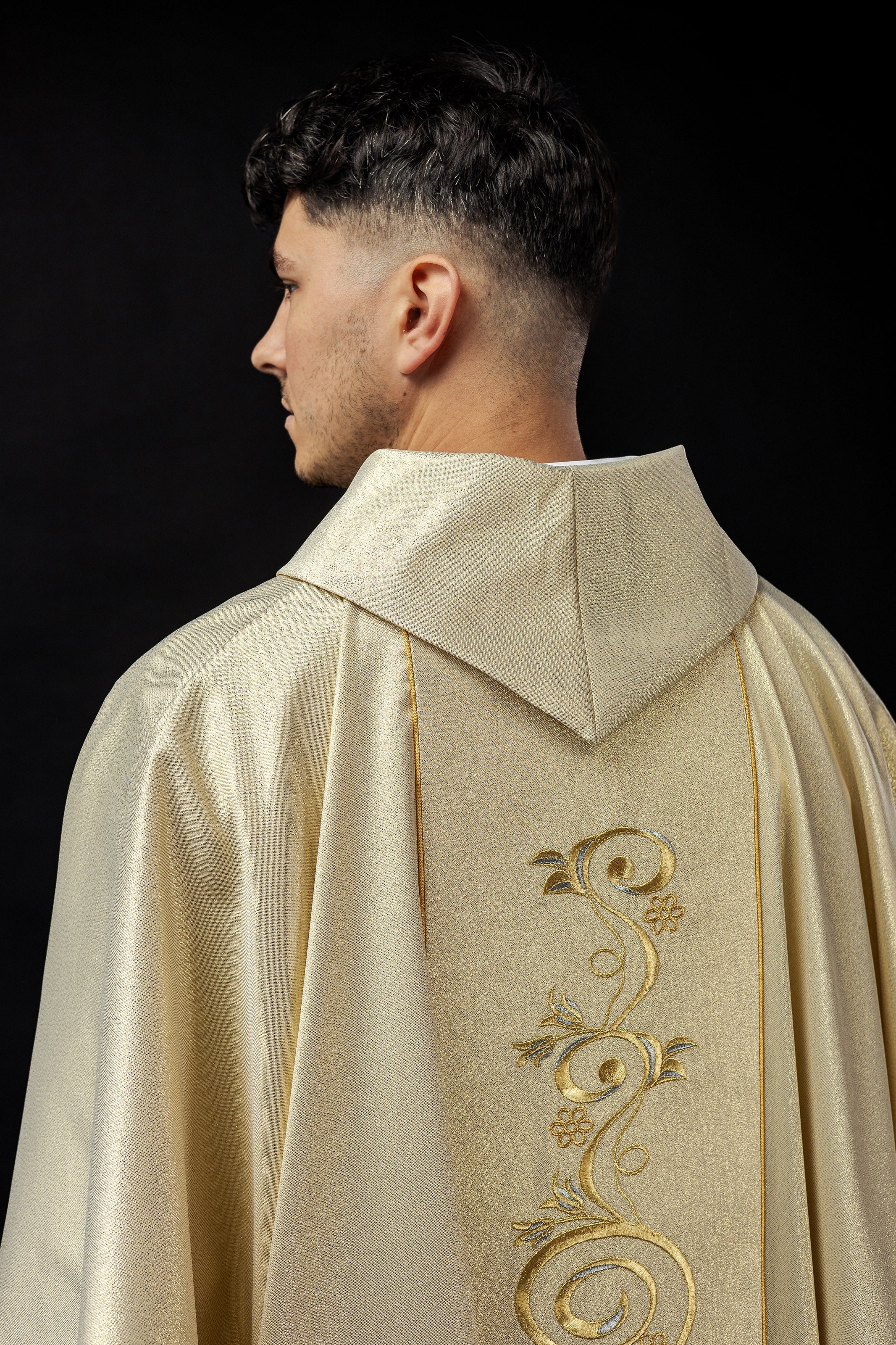 Shiny chasuble with an image of the Holy Family