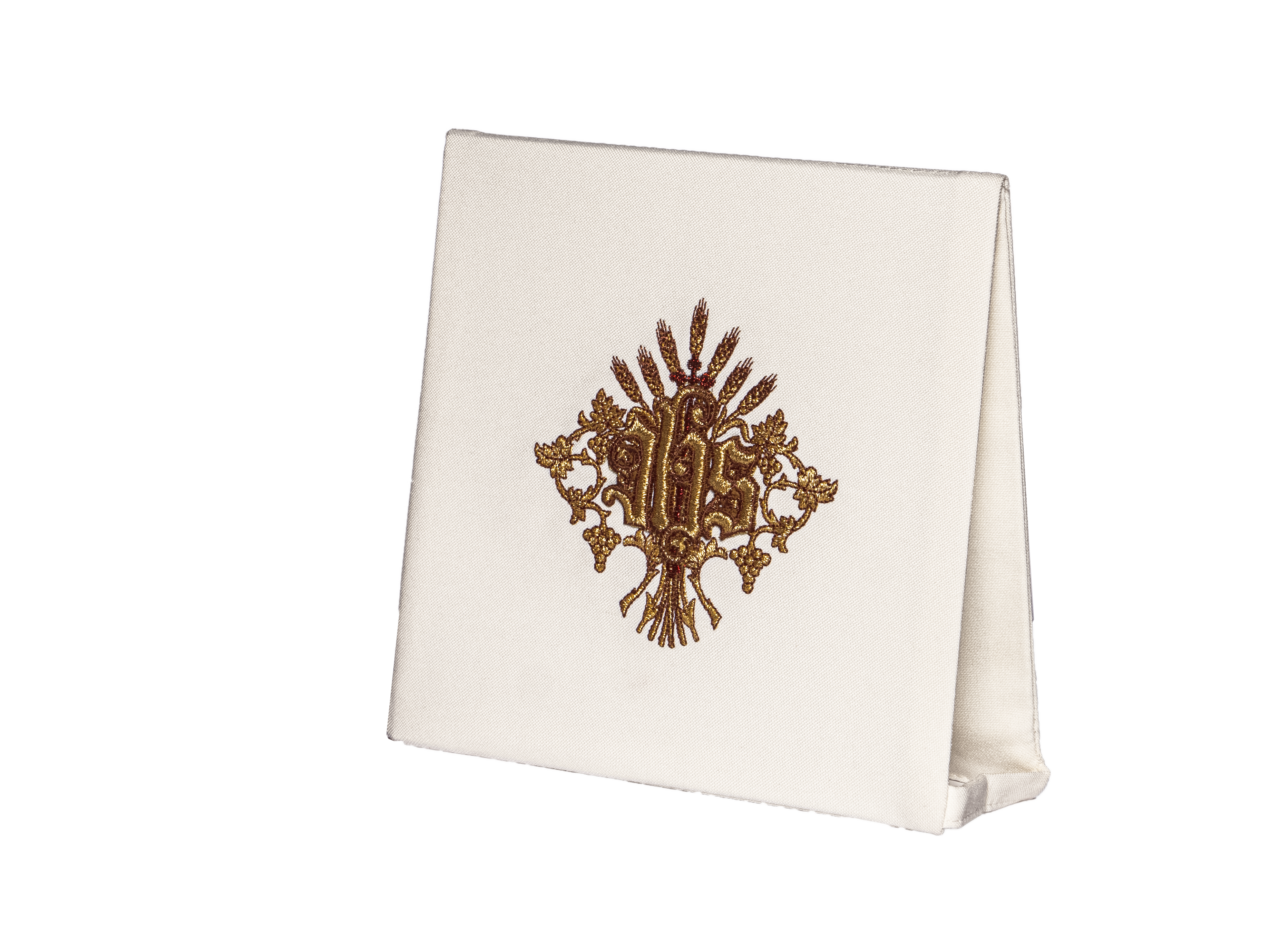 Roman ivory chasuble with classic gold JHS embroidery - HAFTINAUSA.COM