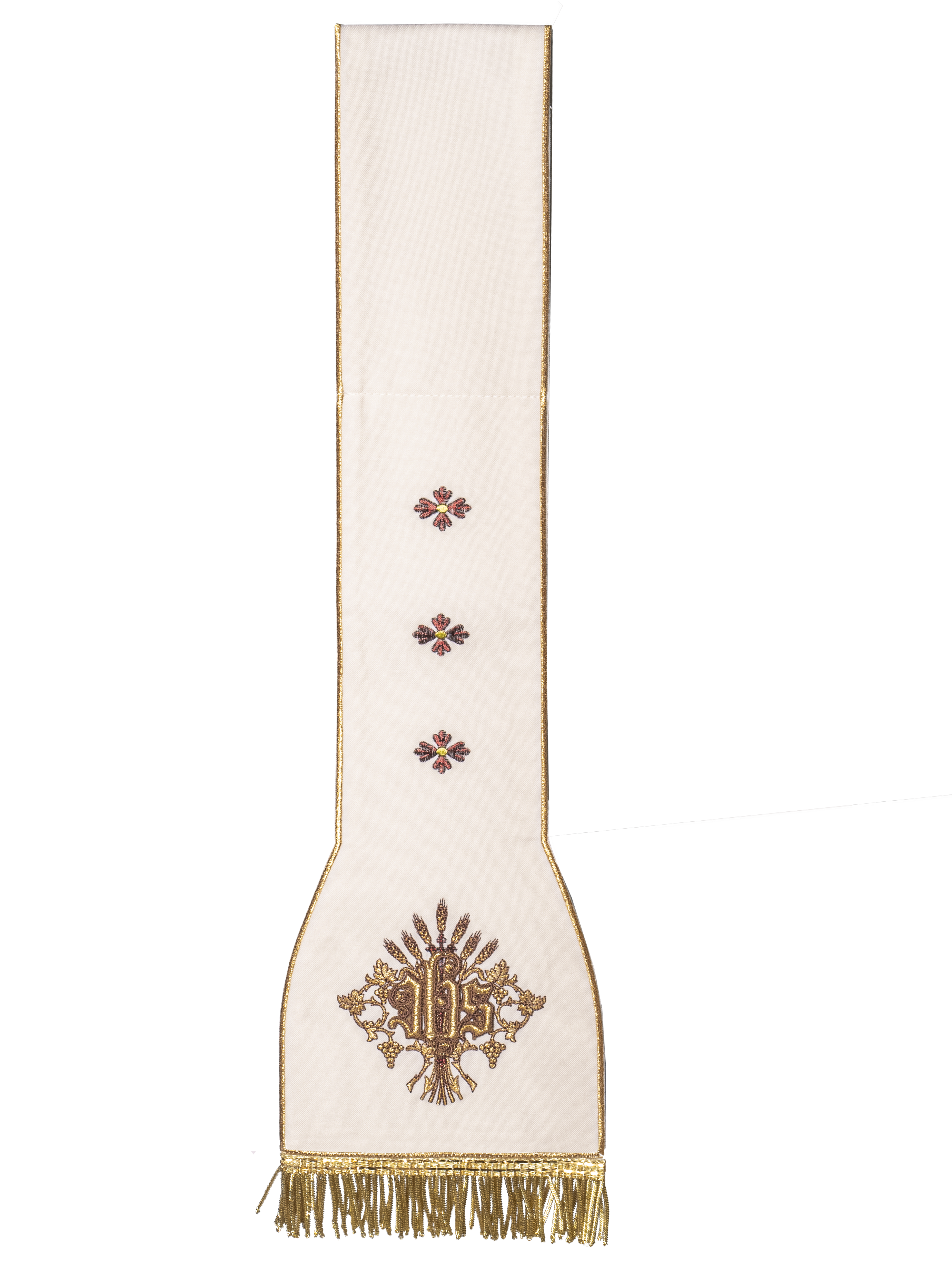 Roman ivory chasuble with classic gold JHS embroidery - HAFTINAUSA.COM