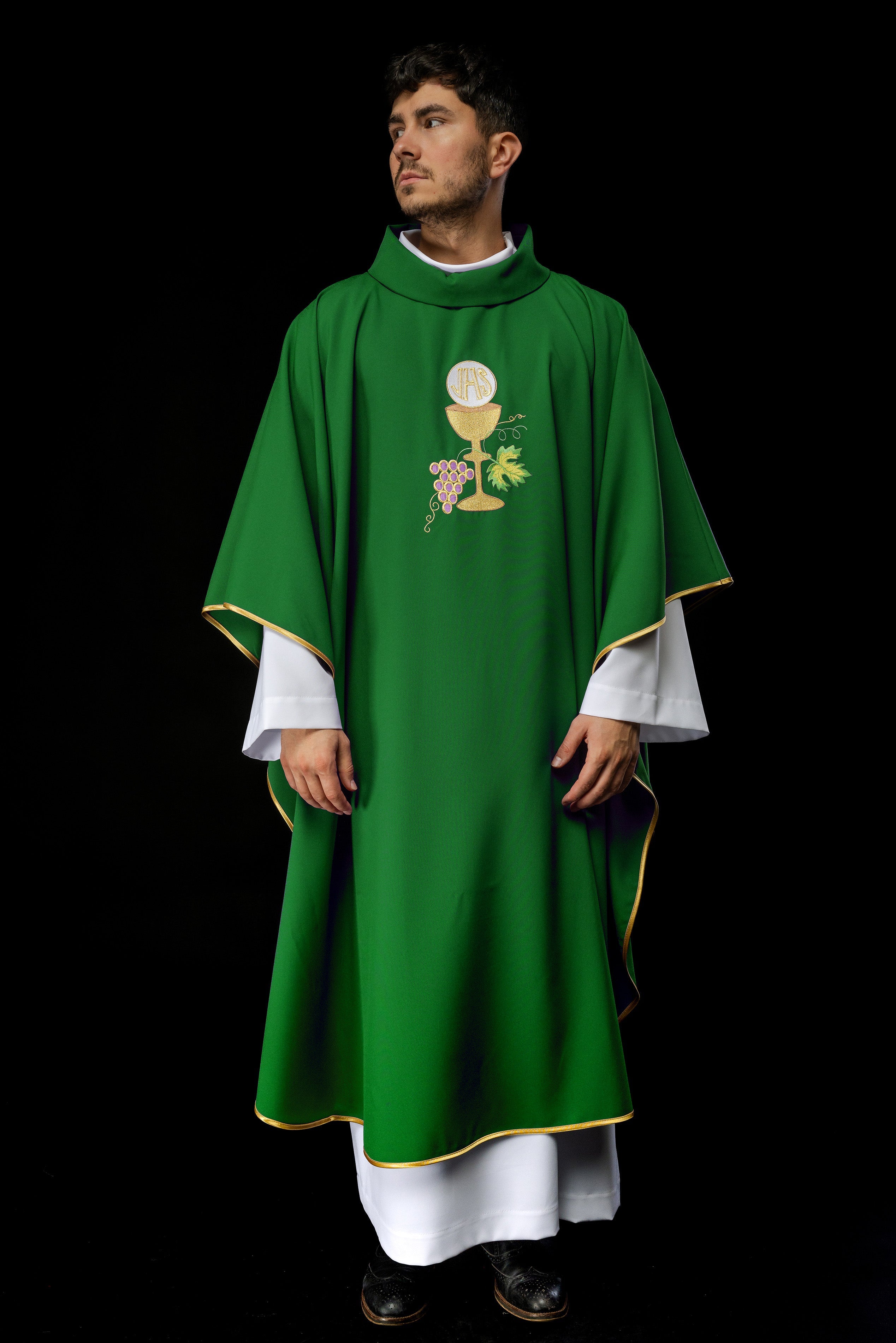 Chasuble Chalice Cross and Grapes in green