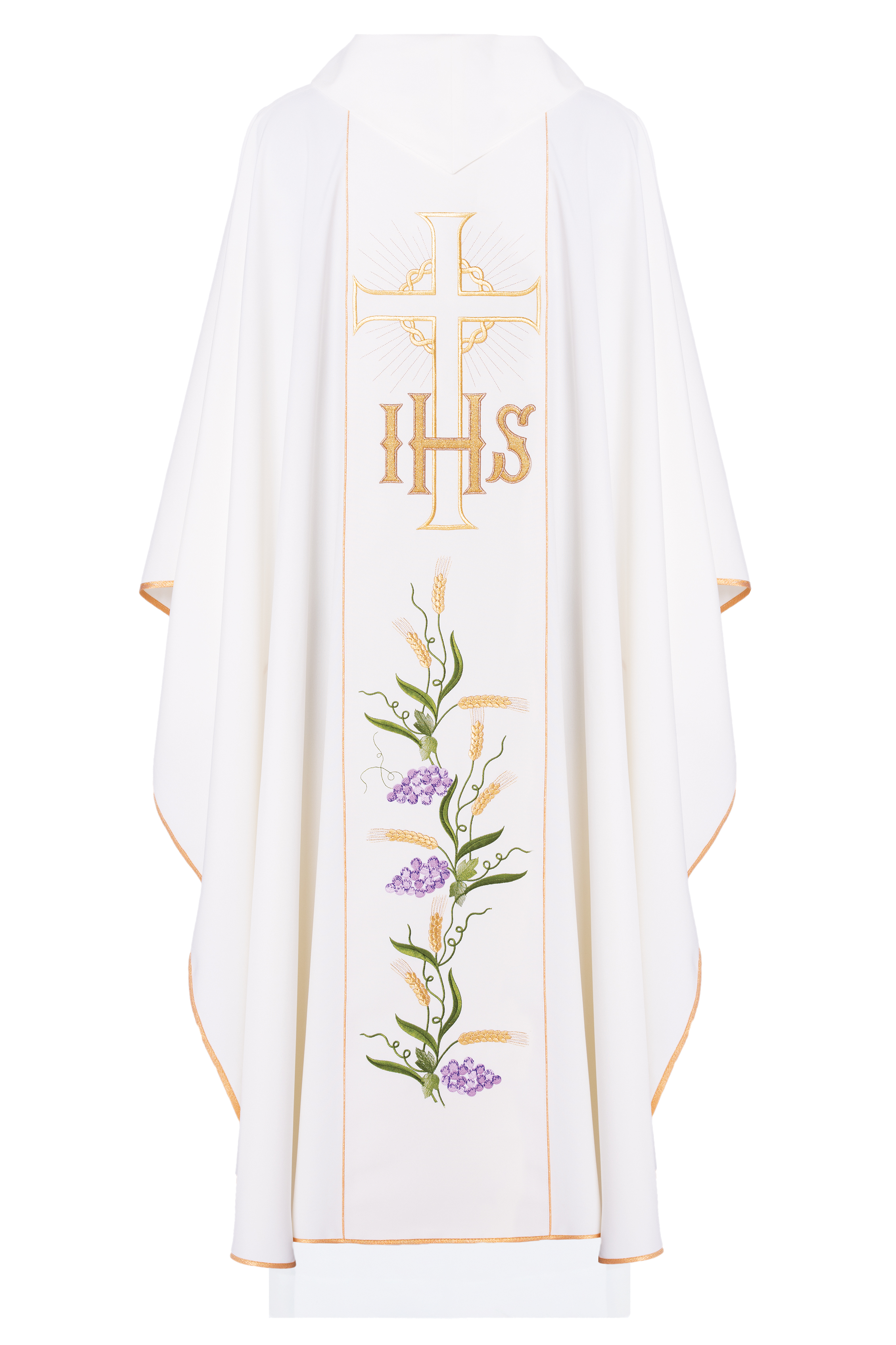 Chasuble with cross symbol and grapes in ecru