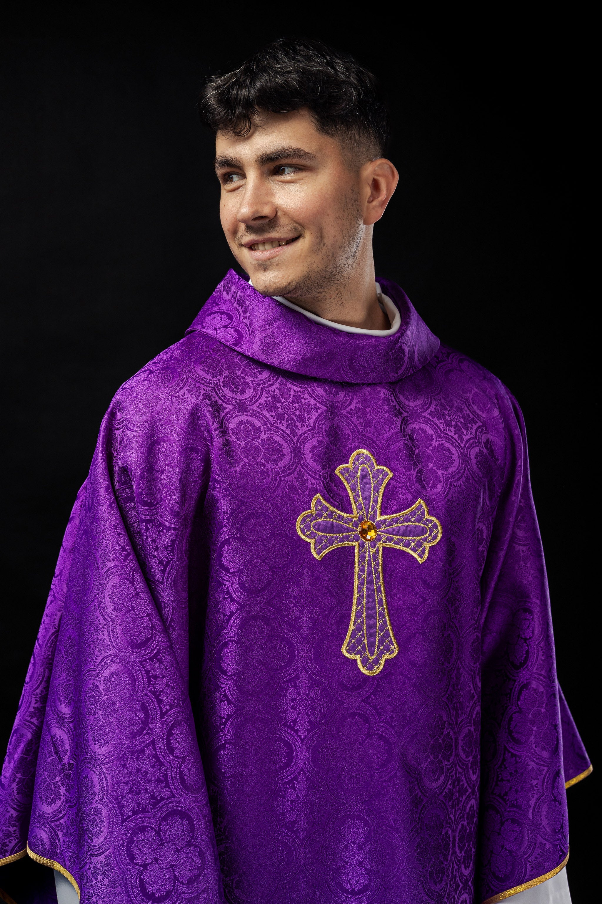 Purple chasuble with gold cross