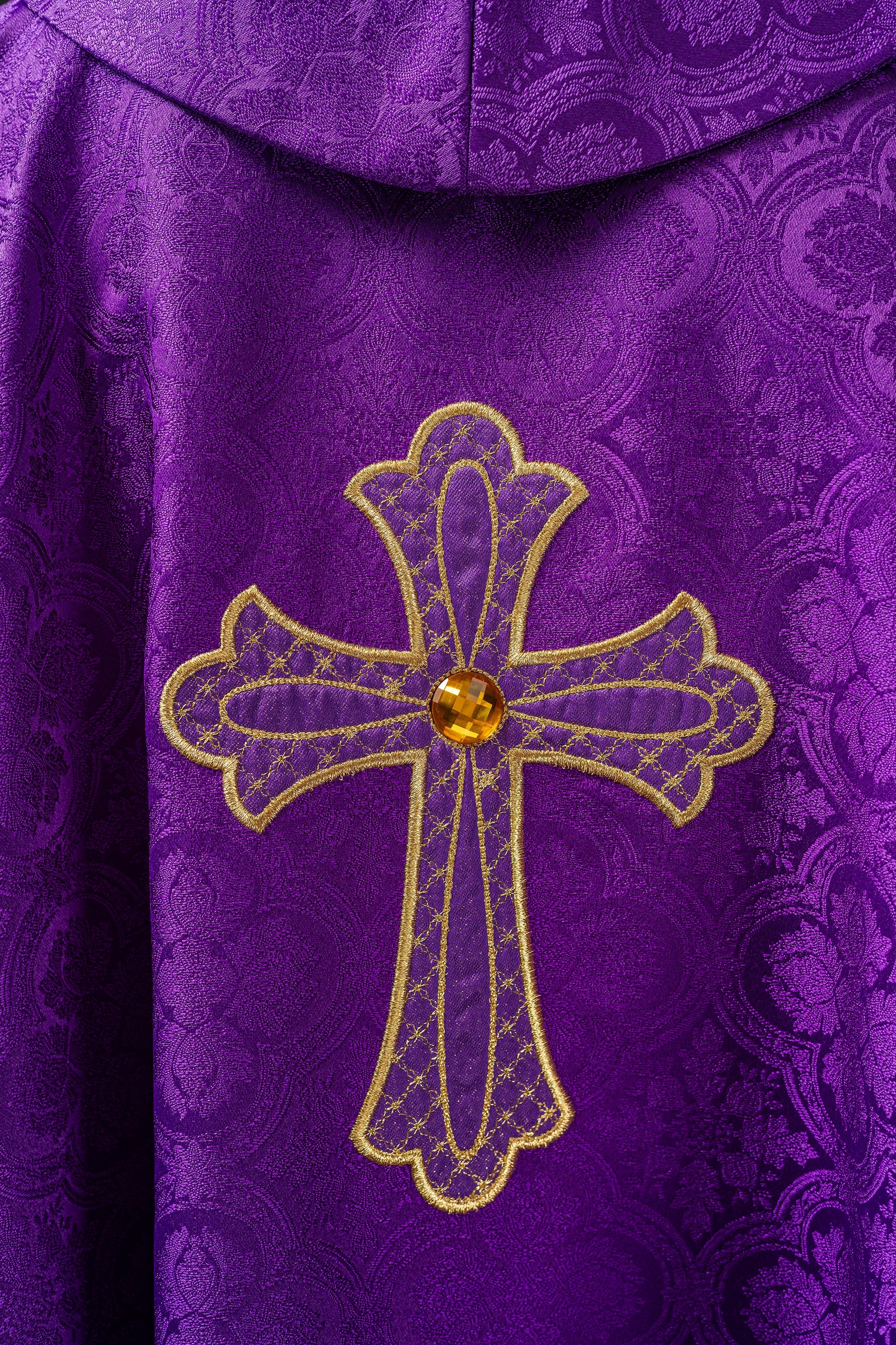 Purple chasuble with gold cross