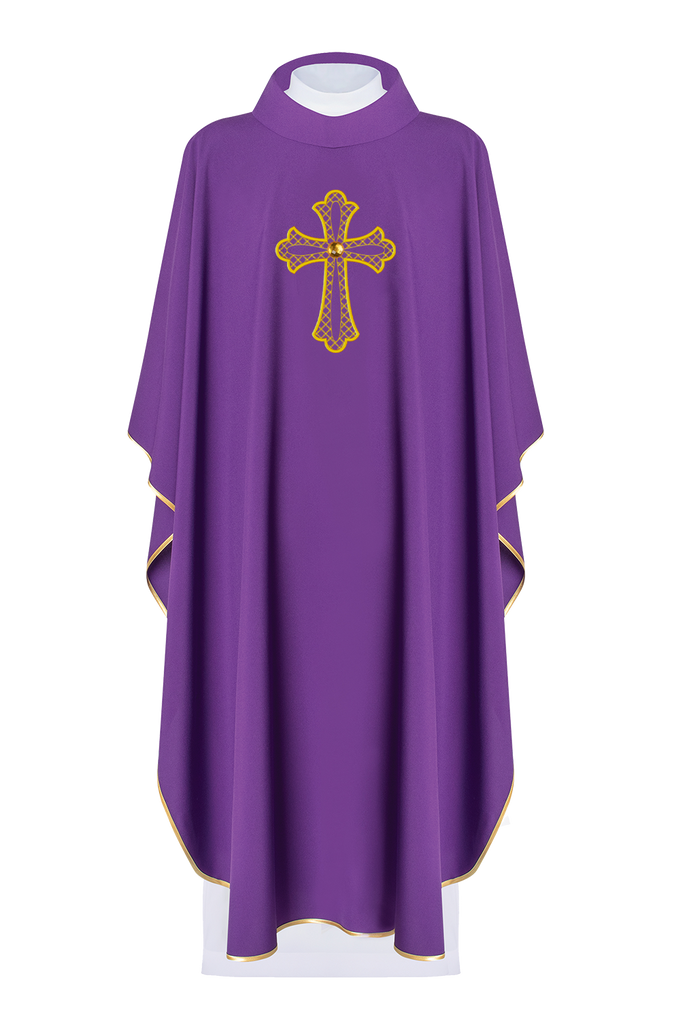 Purple chasuble embroidered with symbol of the cross Purple