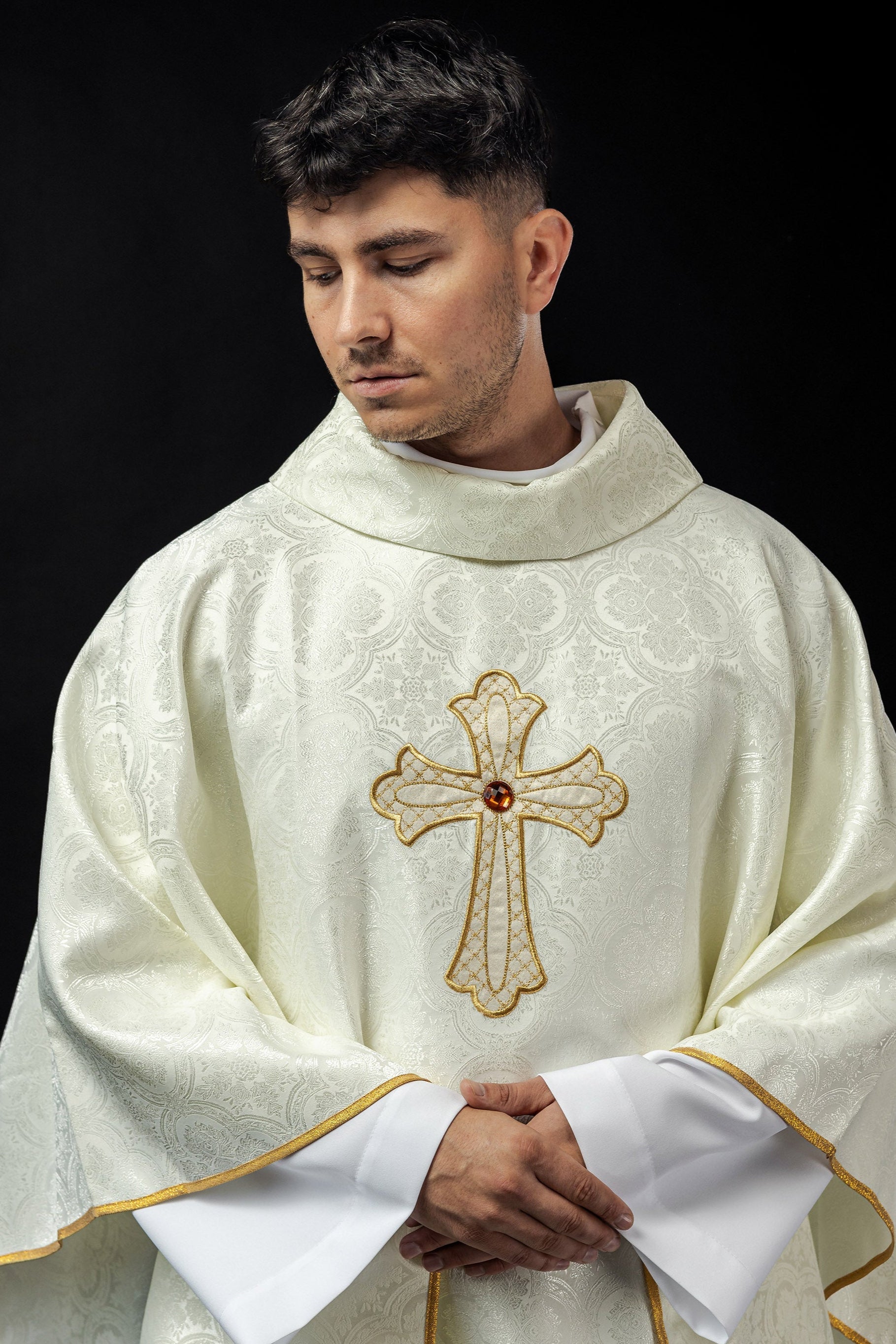 Ivory chasuble with gold cross