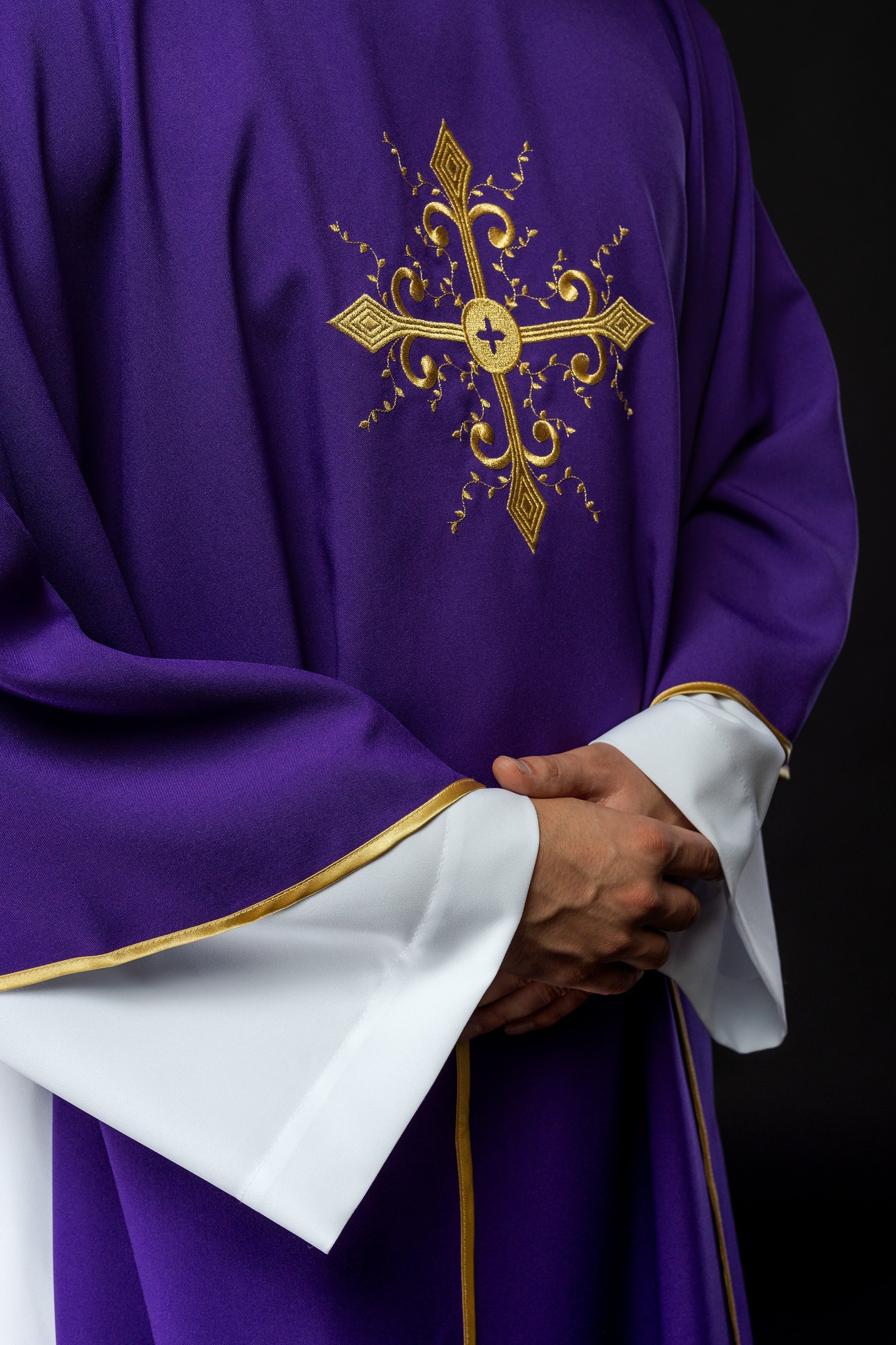 Purple chasuble with gold cross motif