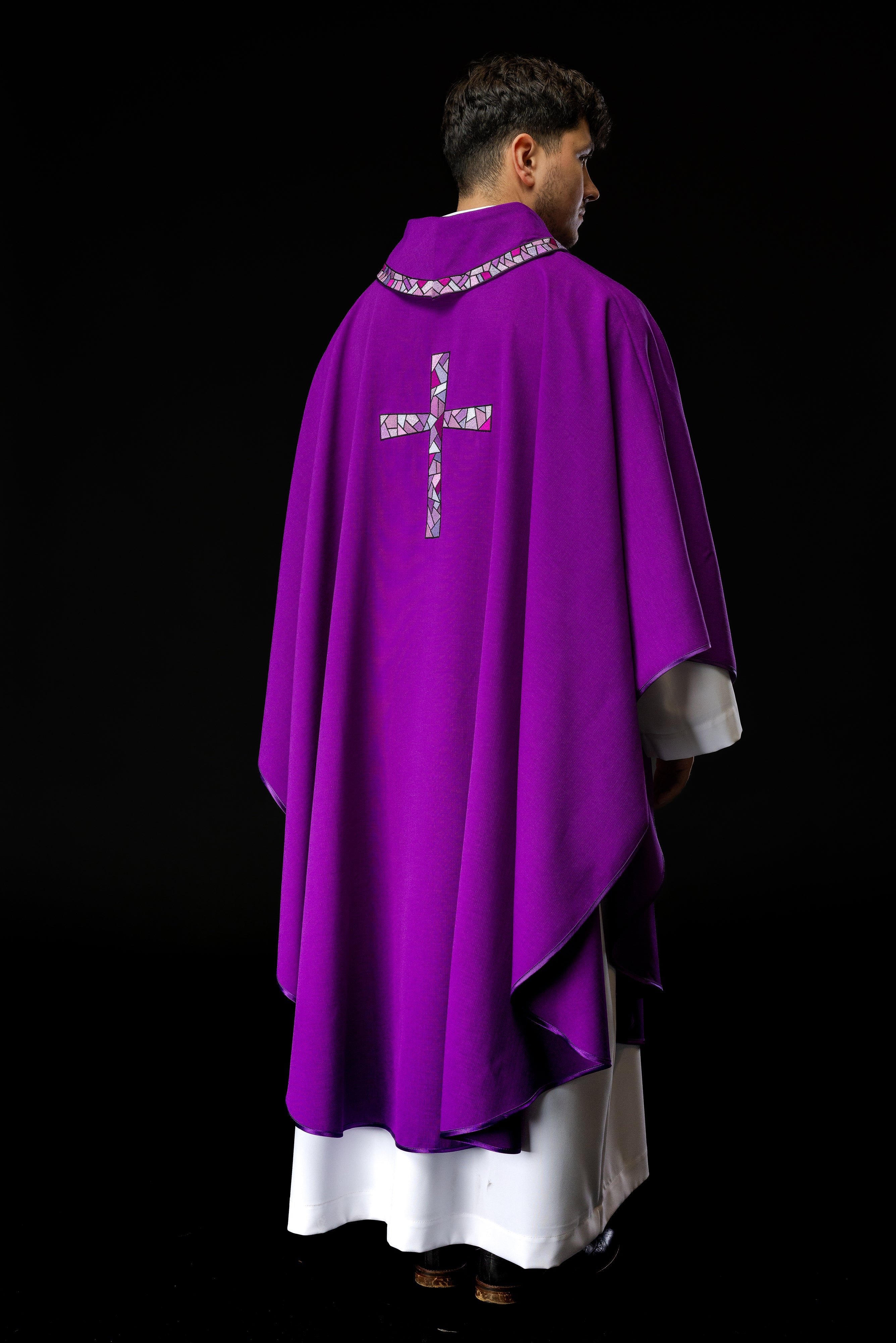 Purple Chasuble with purple Mosaic Cross - HAFTINAUSA.COM