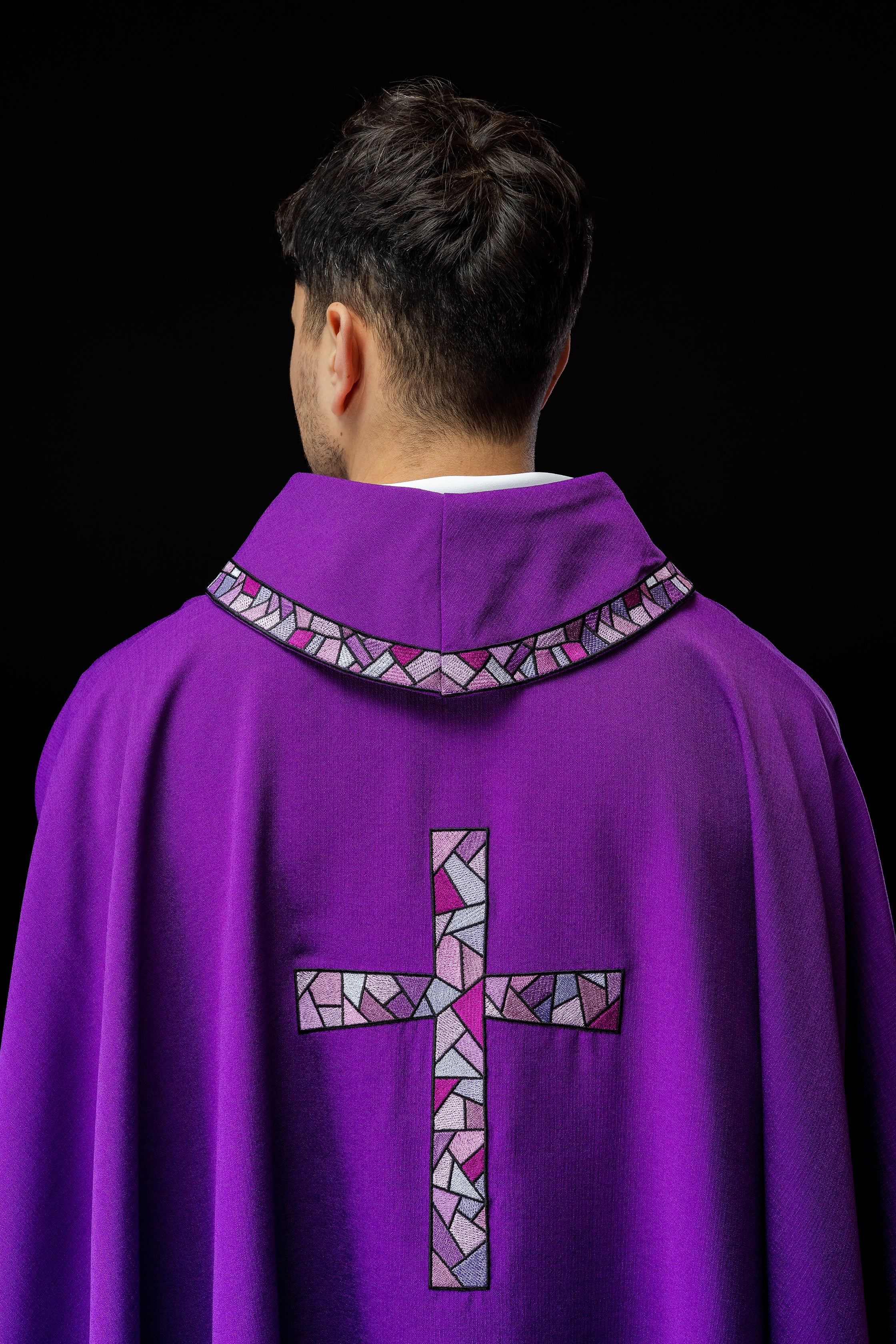 Purple Chasuble with purple Mosaic Cross - HAFTINAUSA.COM