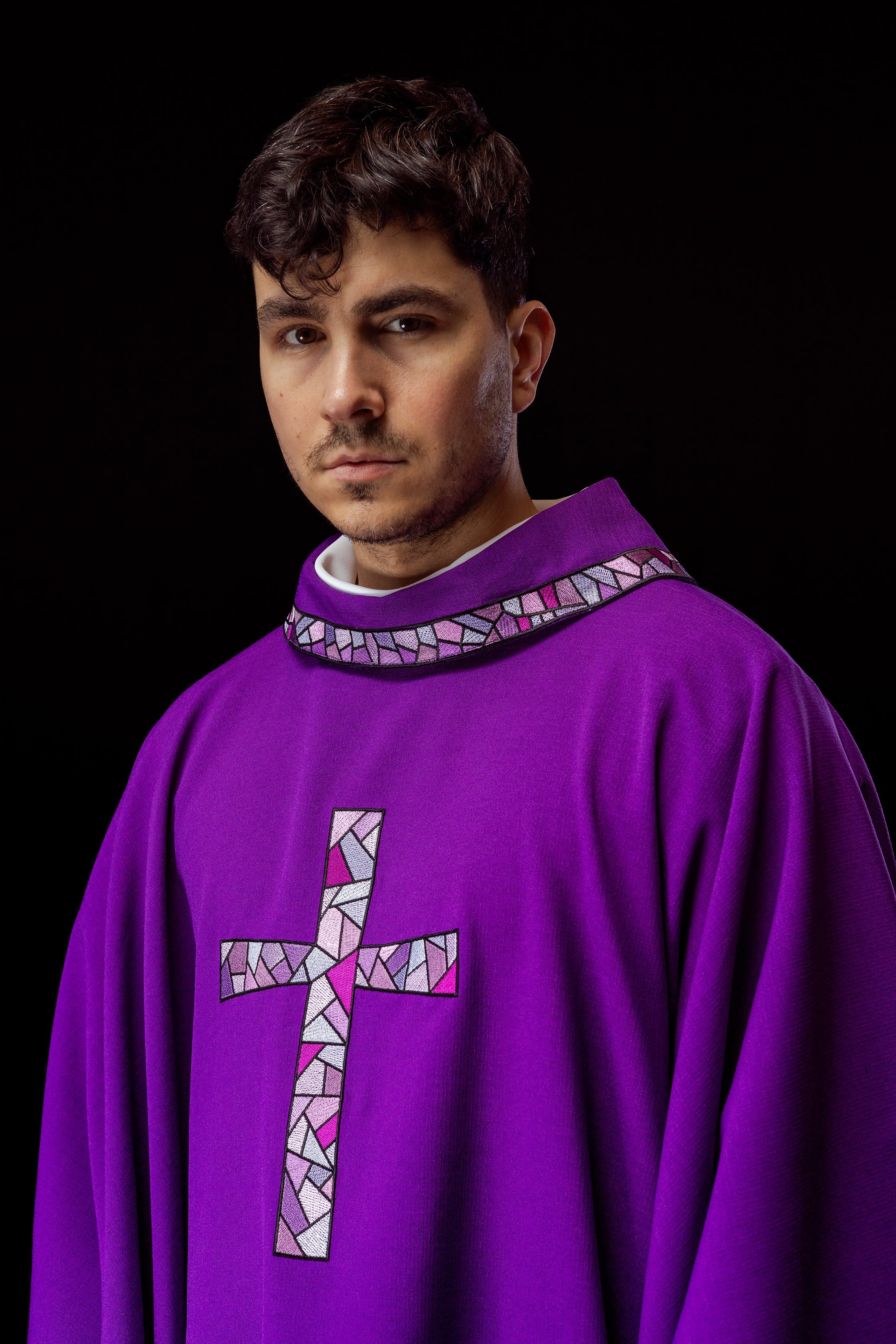 Purple Chasuble with purple Mosaic Cross