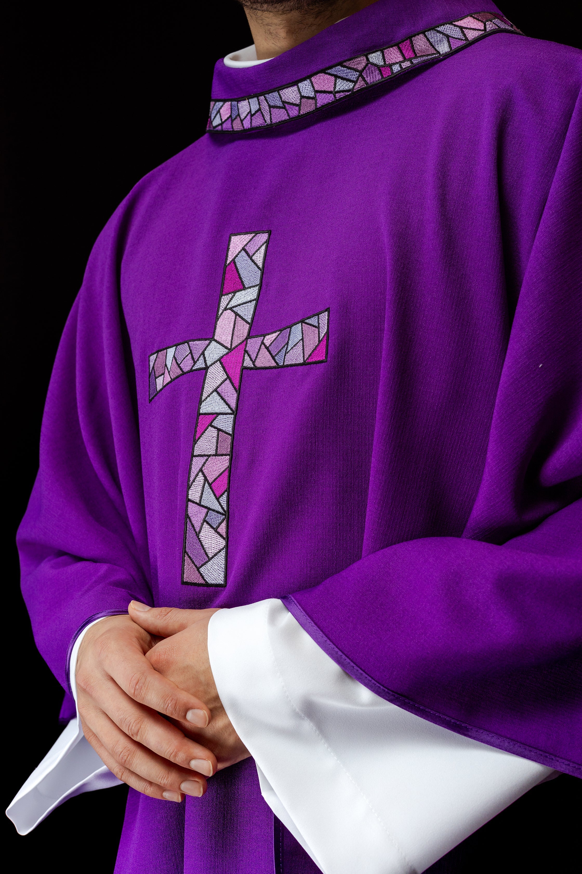 Purple Chasuble with purple Mosaic Cross - HAFTINAUSA.COM