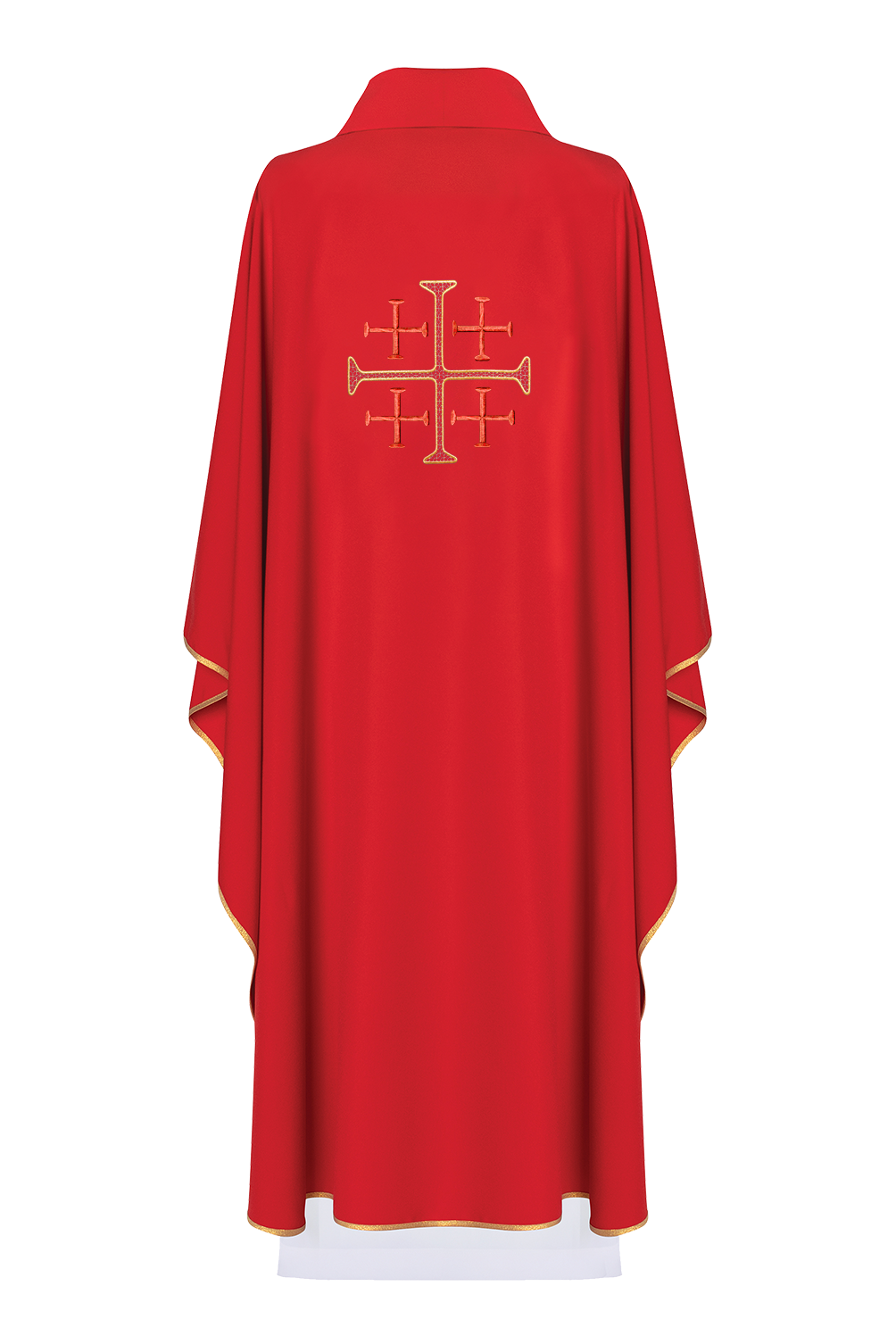 Simple red chasuble with golden cross - HAFTINAUSA.COM