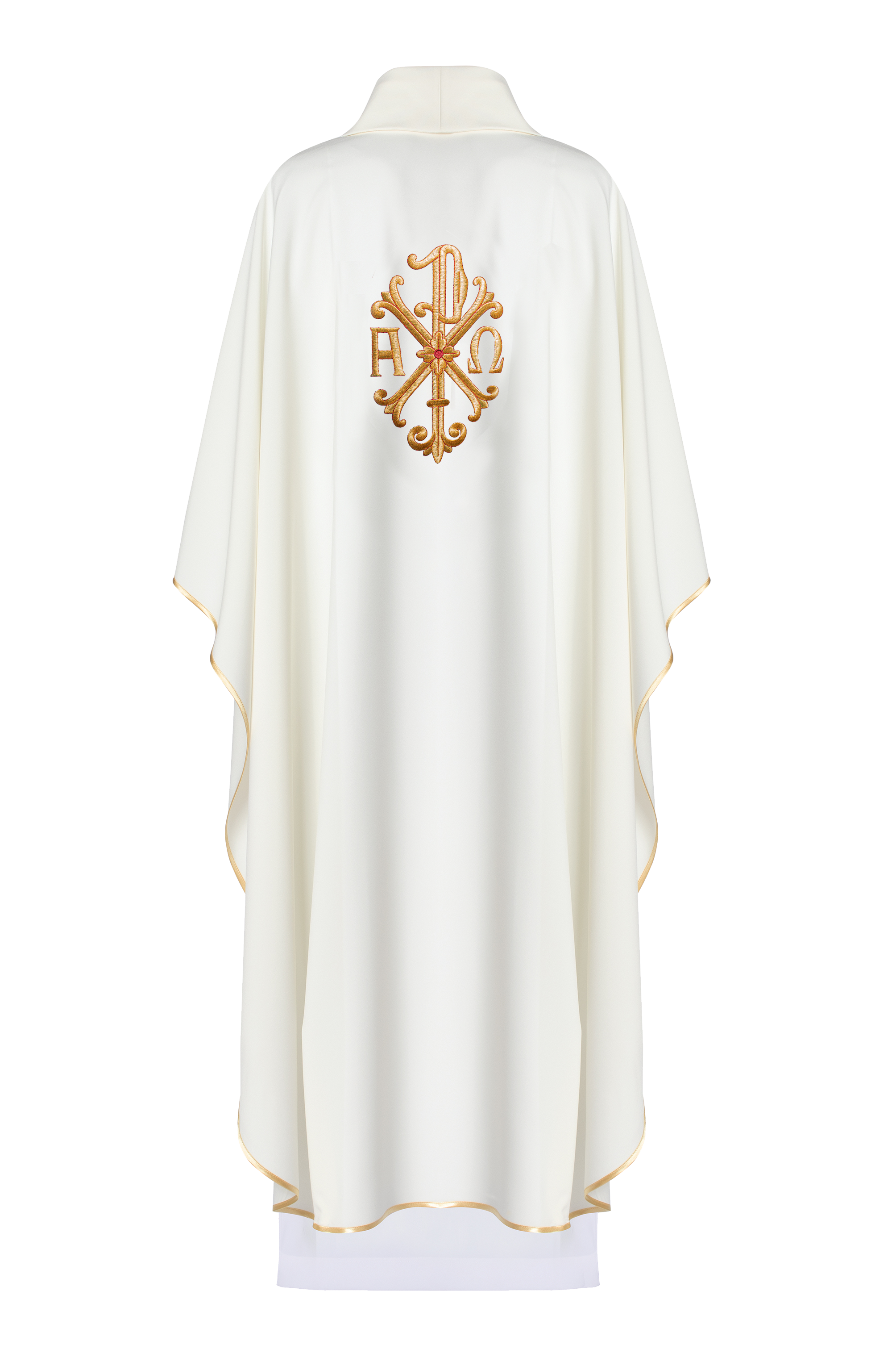 Simple cream colored chasuble with PAX symbol - HAFTINAUSA.COM