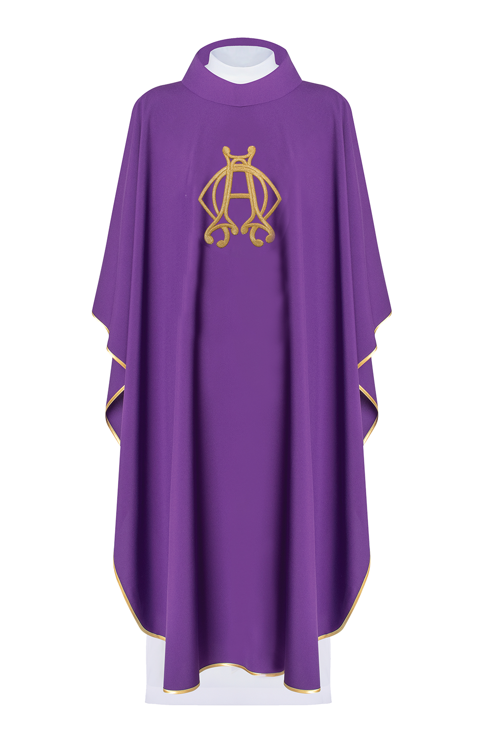 Purple chasuble with Alfa and Omega embroidery