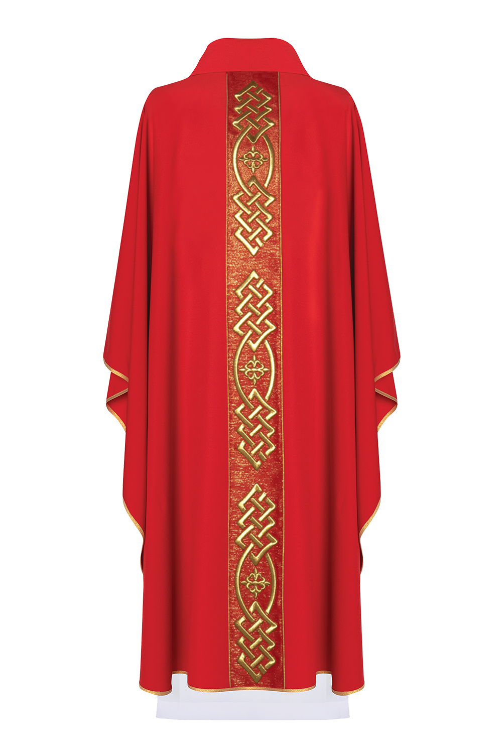 Red chasuble with narrow embroidery