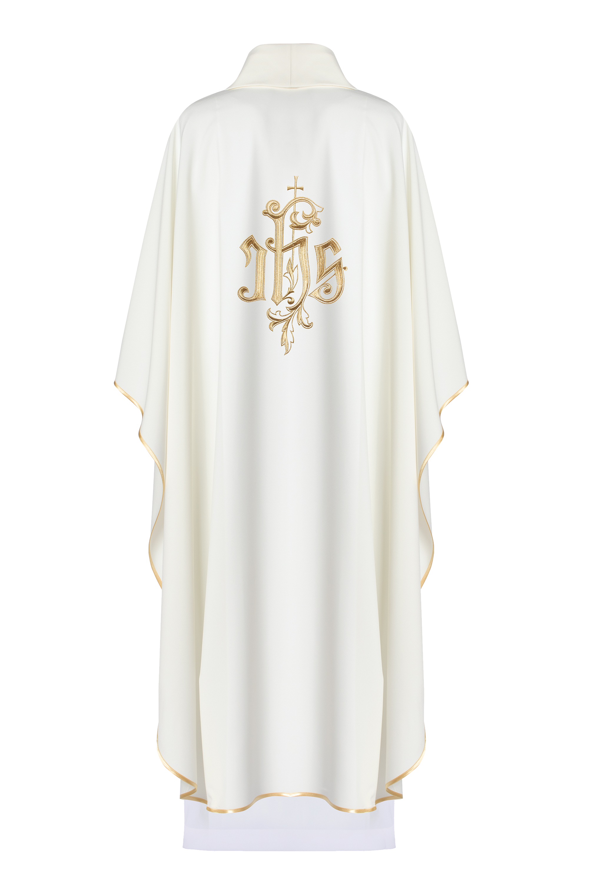 Cream colored chasuble with narrow embroidery