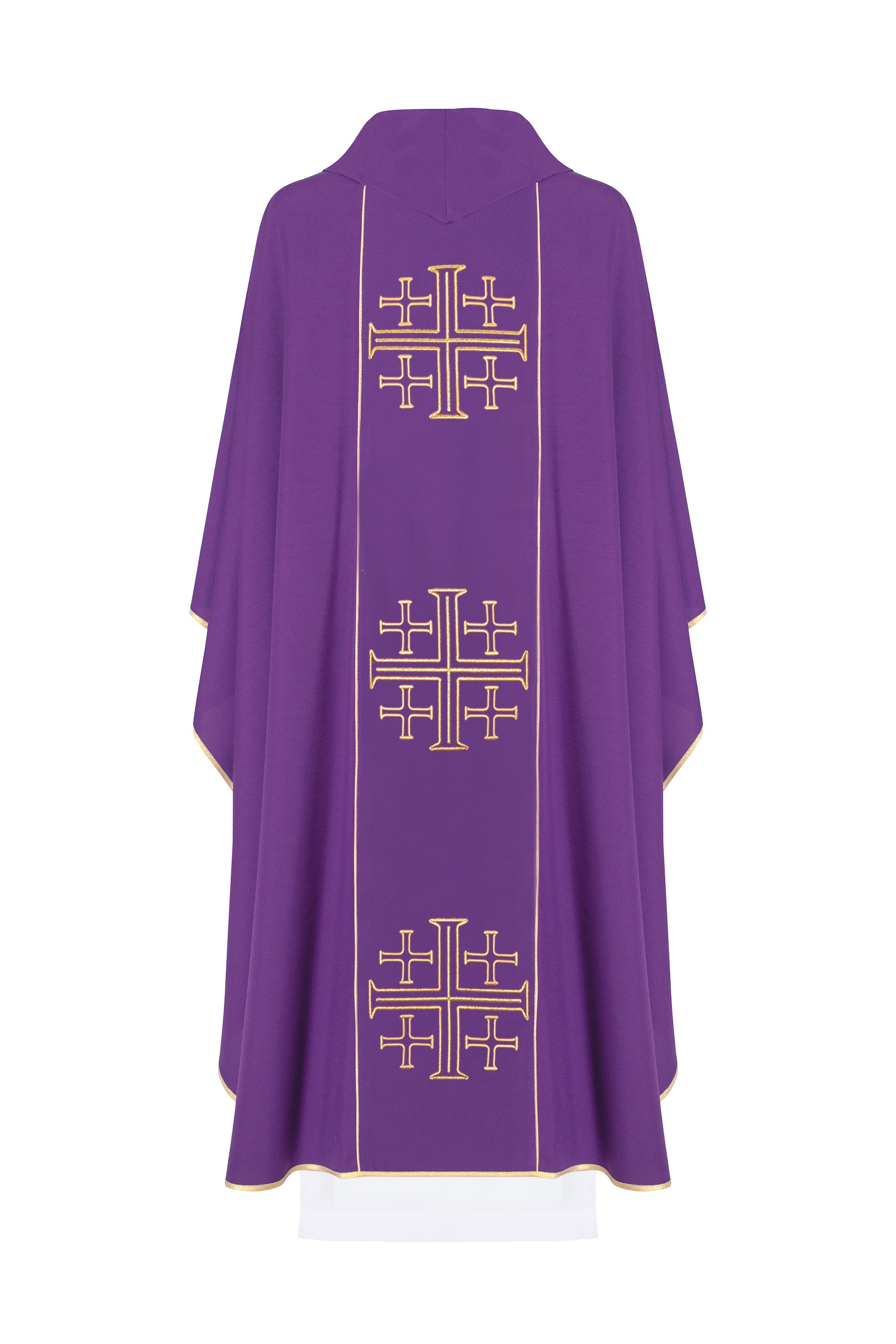 Chasuble embroidered with Jerusalem Crosses in purple - HAFTINAUSA.COM