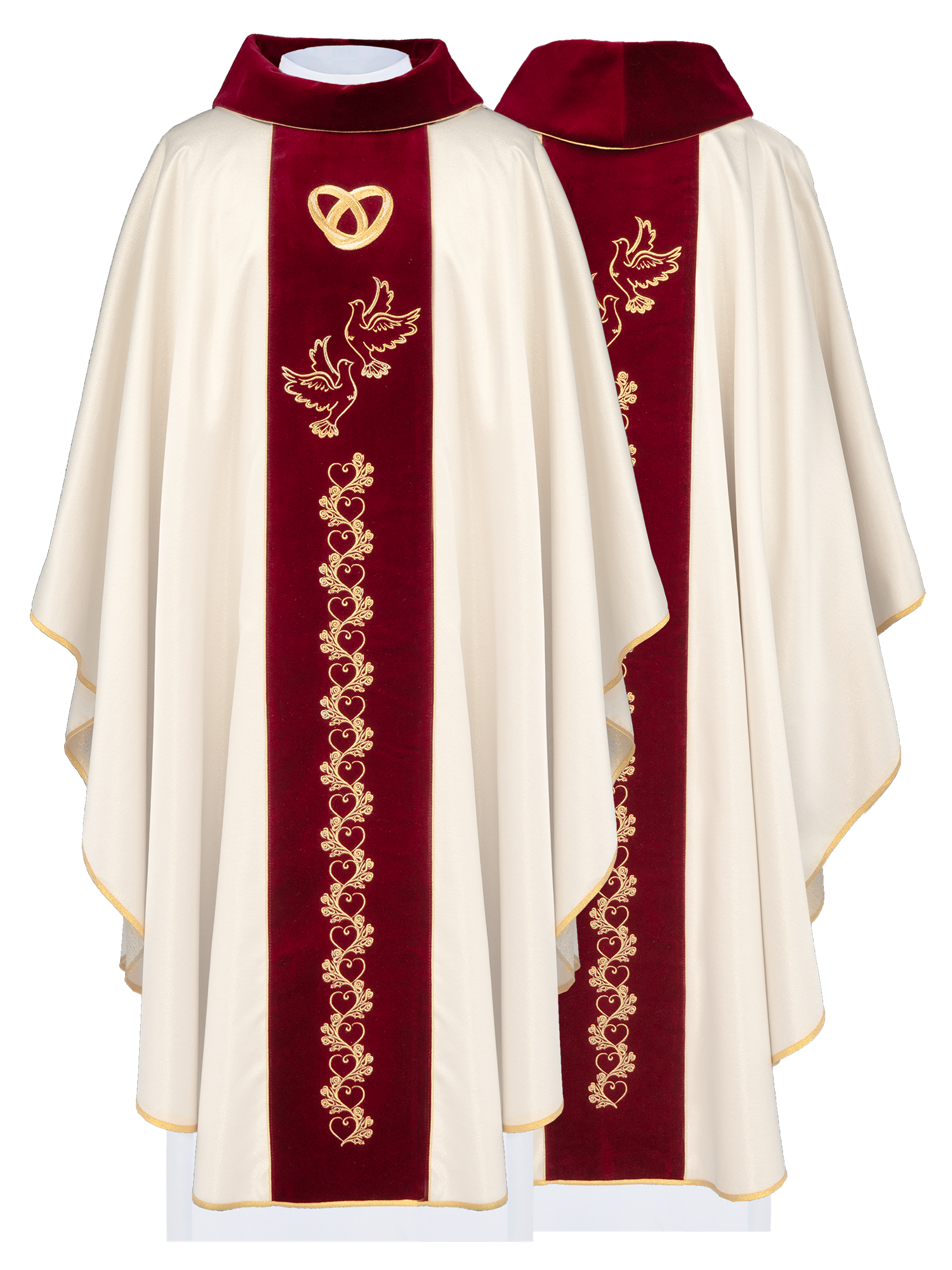 Wedding chasuble with velvet belt "I vow to you love fidelity"
