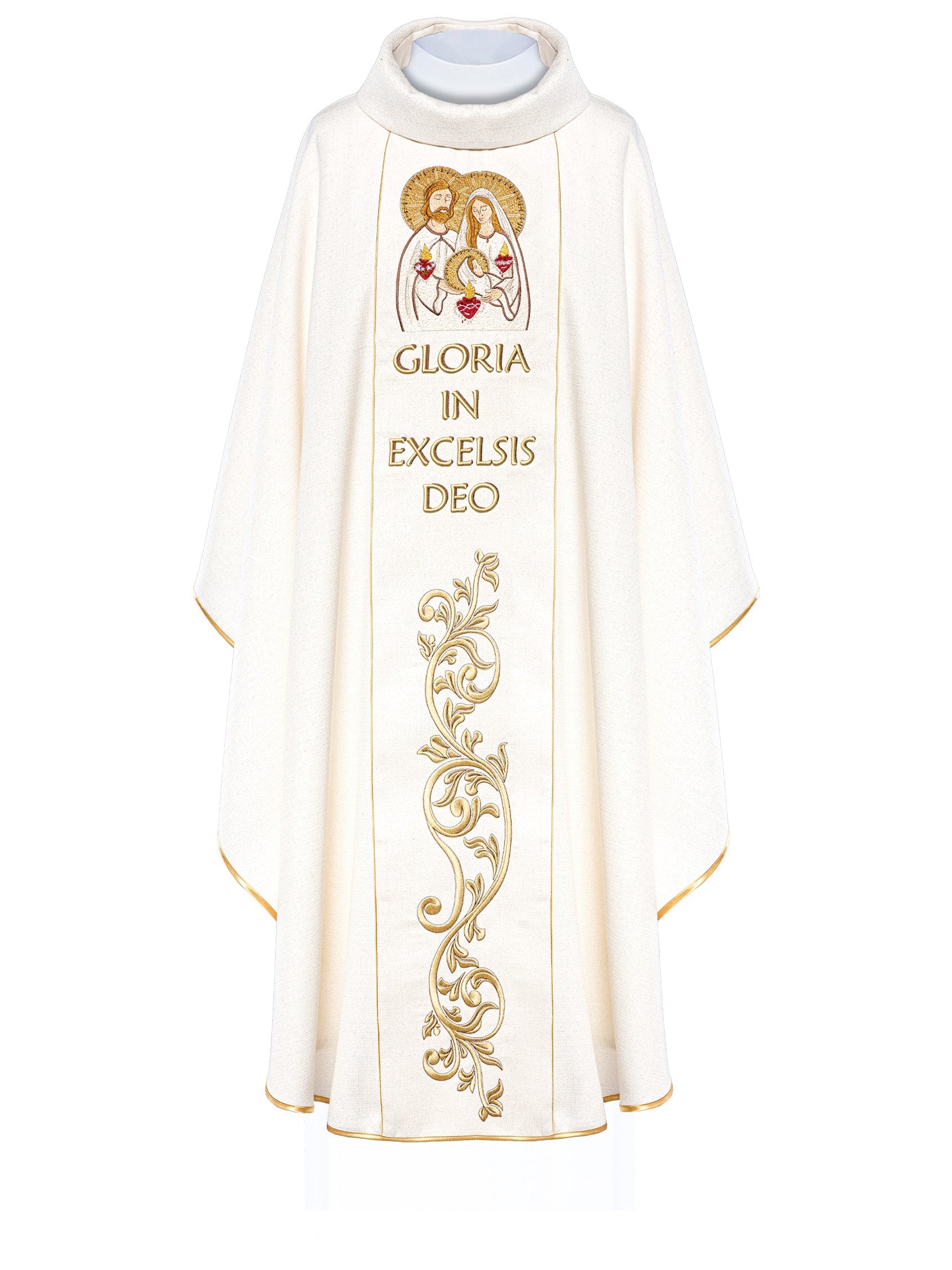 Embroidered chasuble for Christmas with the image of the Holy Family