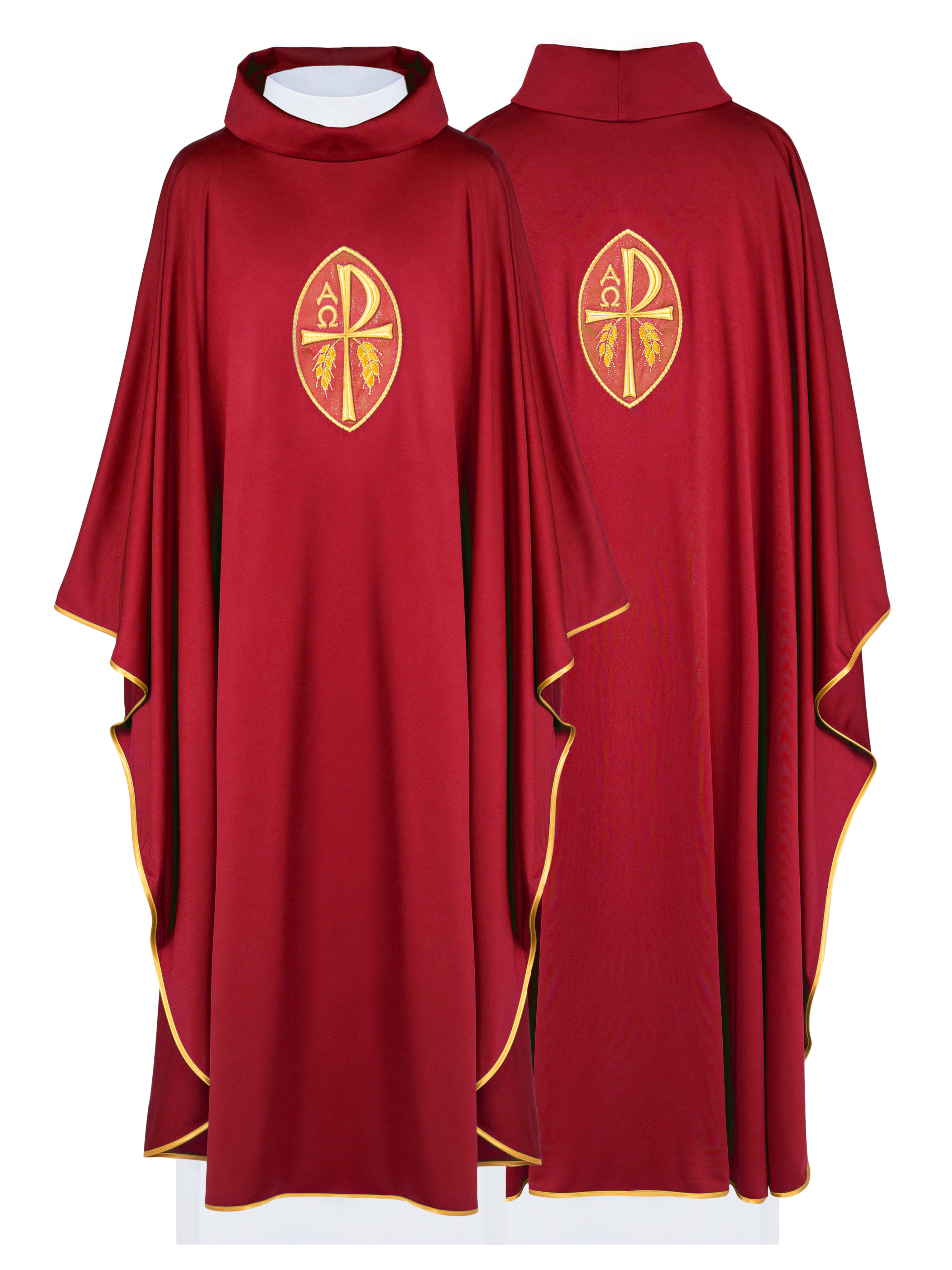 Red chasuble made of thin and light SACROLITE fabric