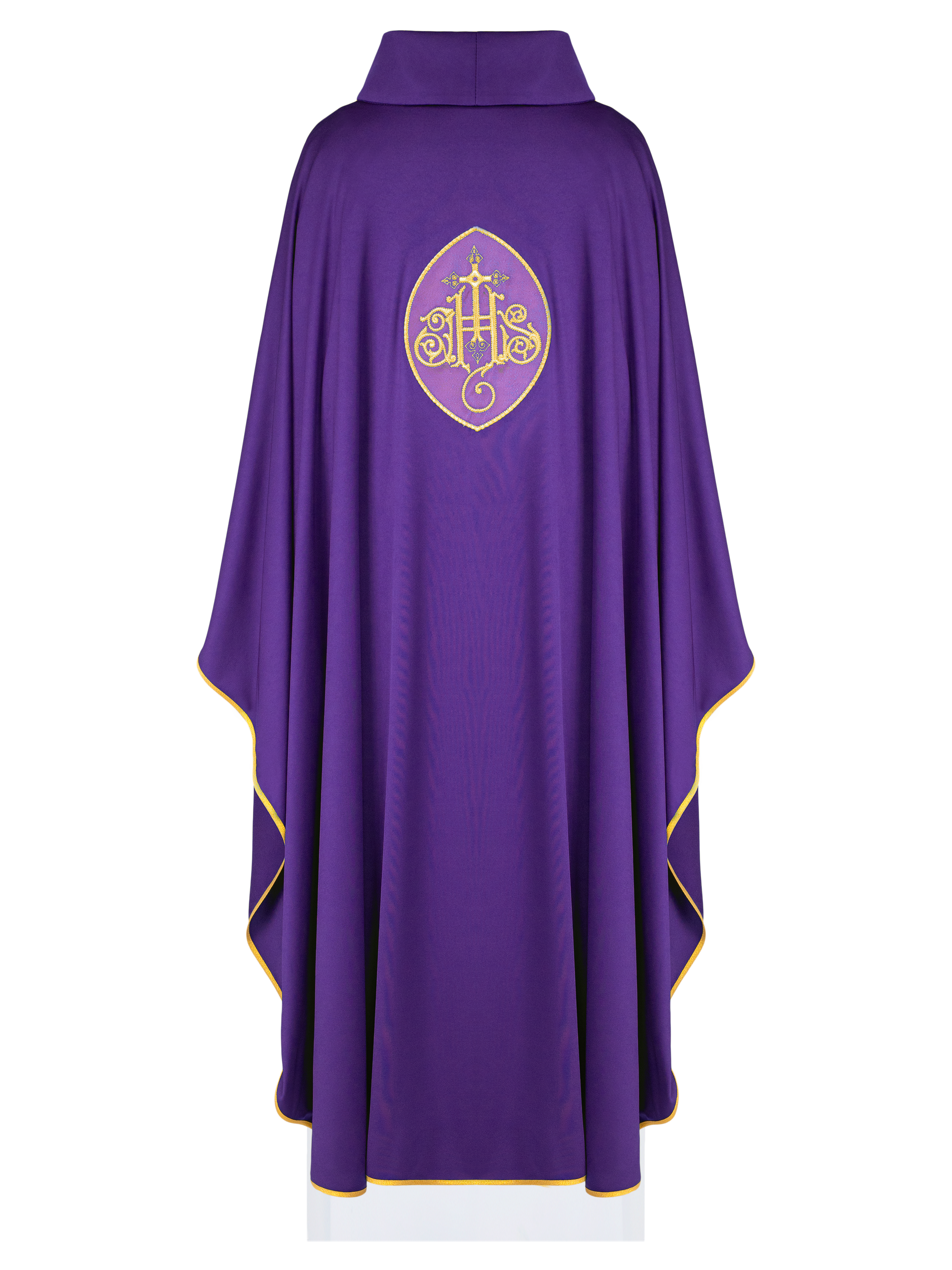 Purple chasuble with IHS made from sports fabric SACROLITE