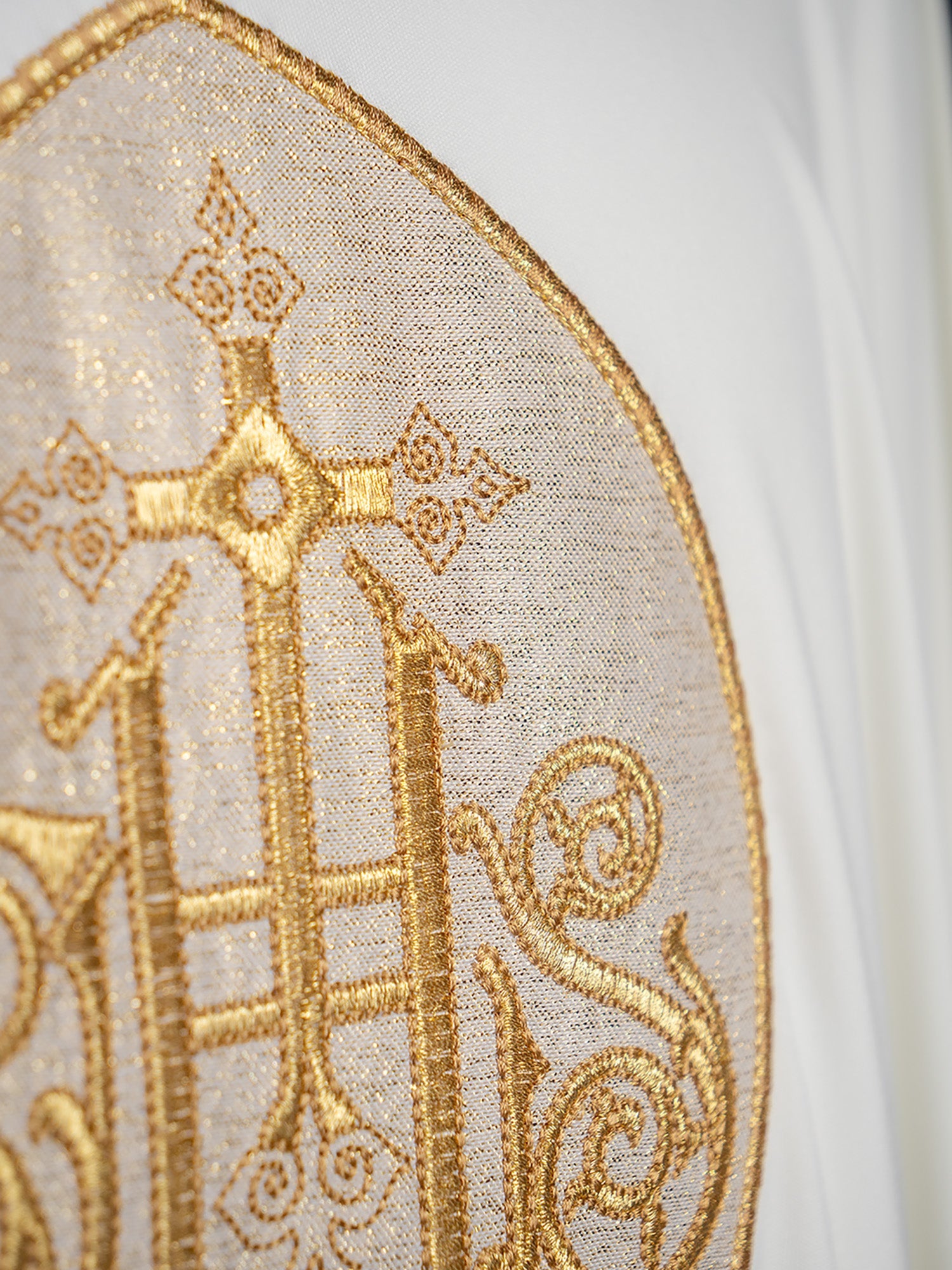 Lightweight ivory chasuble with IHS made from SACROLITE - HAFTINAUSA.COM