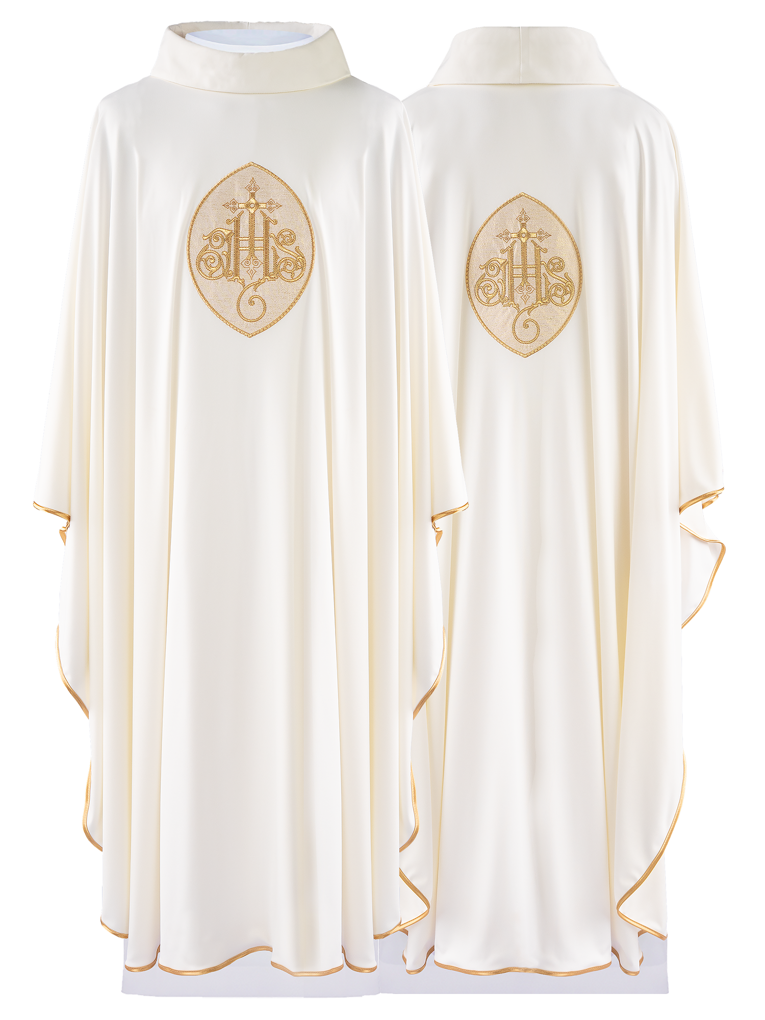 Lightweight ivory chasuble with IHS made from SACROLITE - HAFTINAUSA.COM