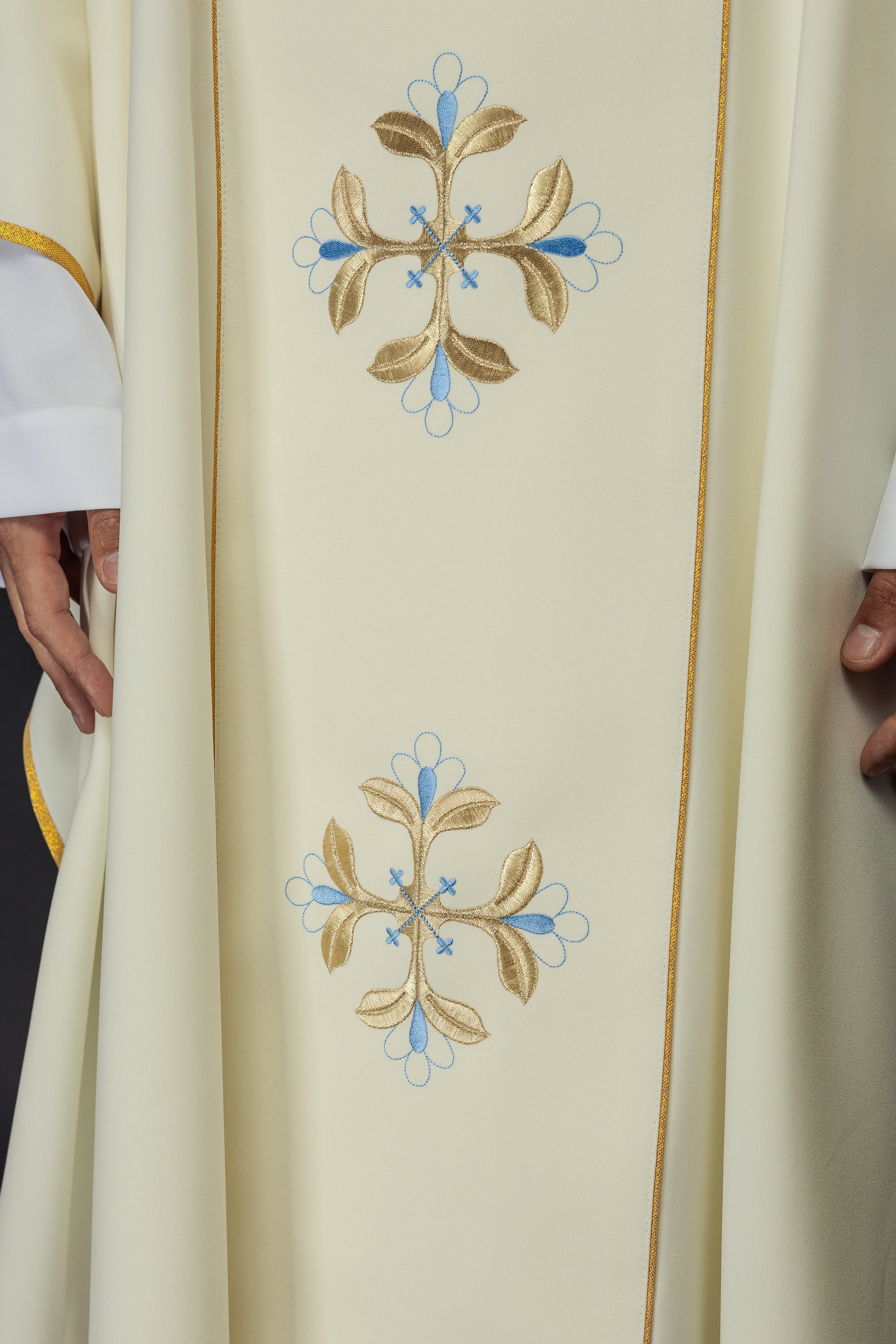 Chasuble with embroidered Our Lady and Child motif