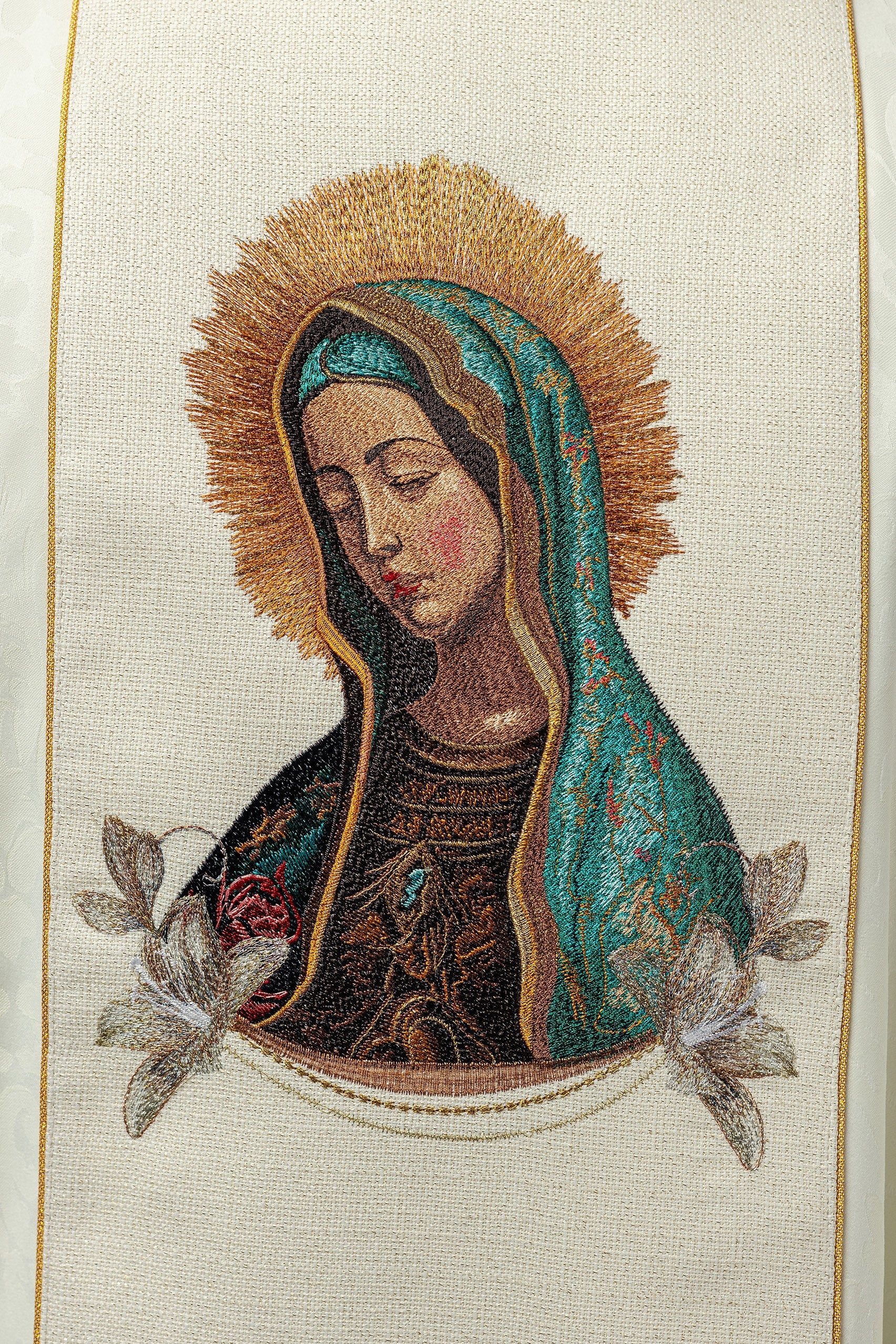 Embroidered chasuble with the image of Our Lady of Guadalupe