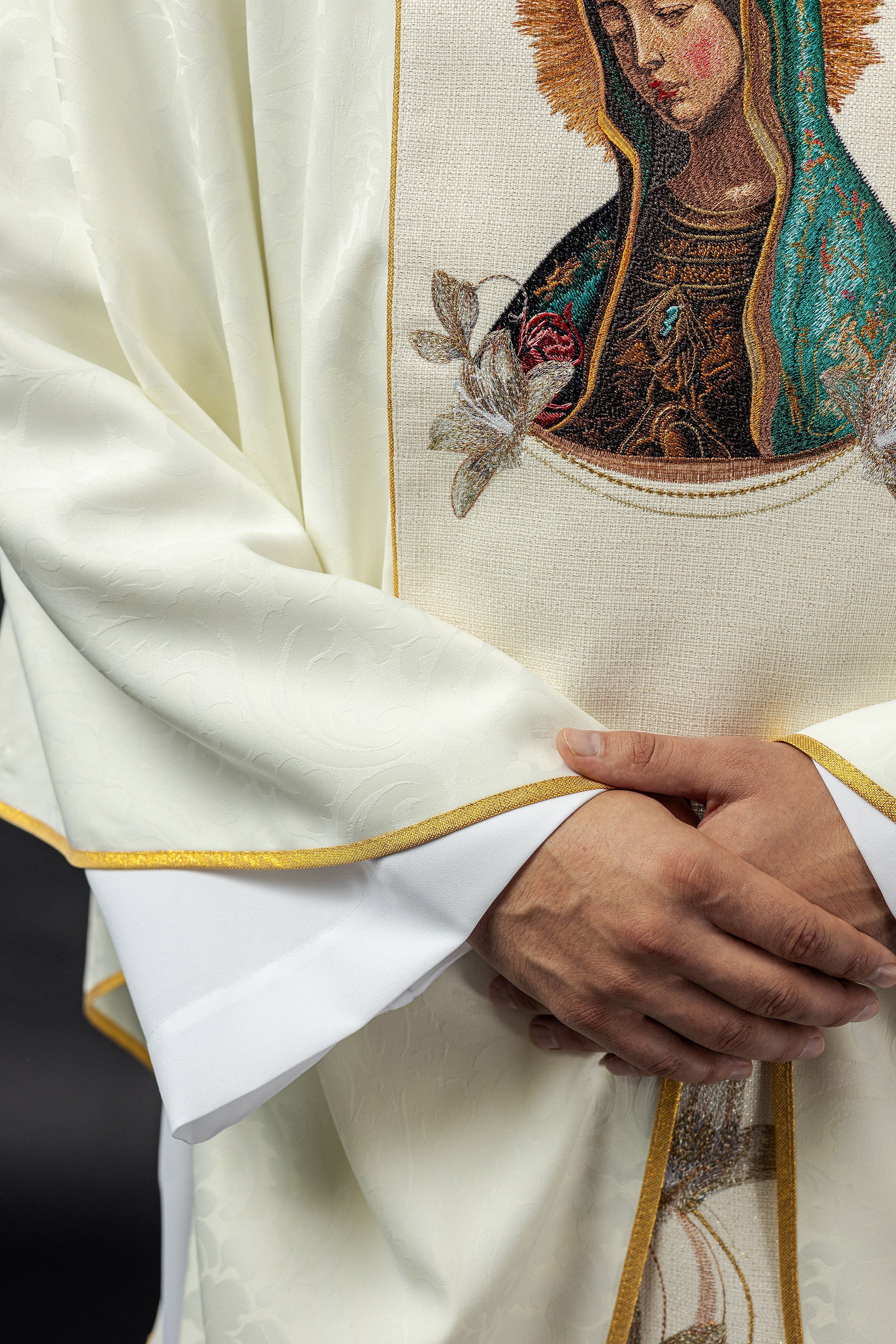 Embroidered chasuble with the image of Our Lady of Guadalupe