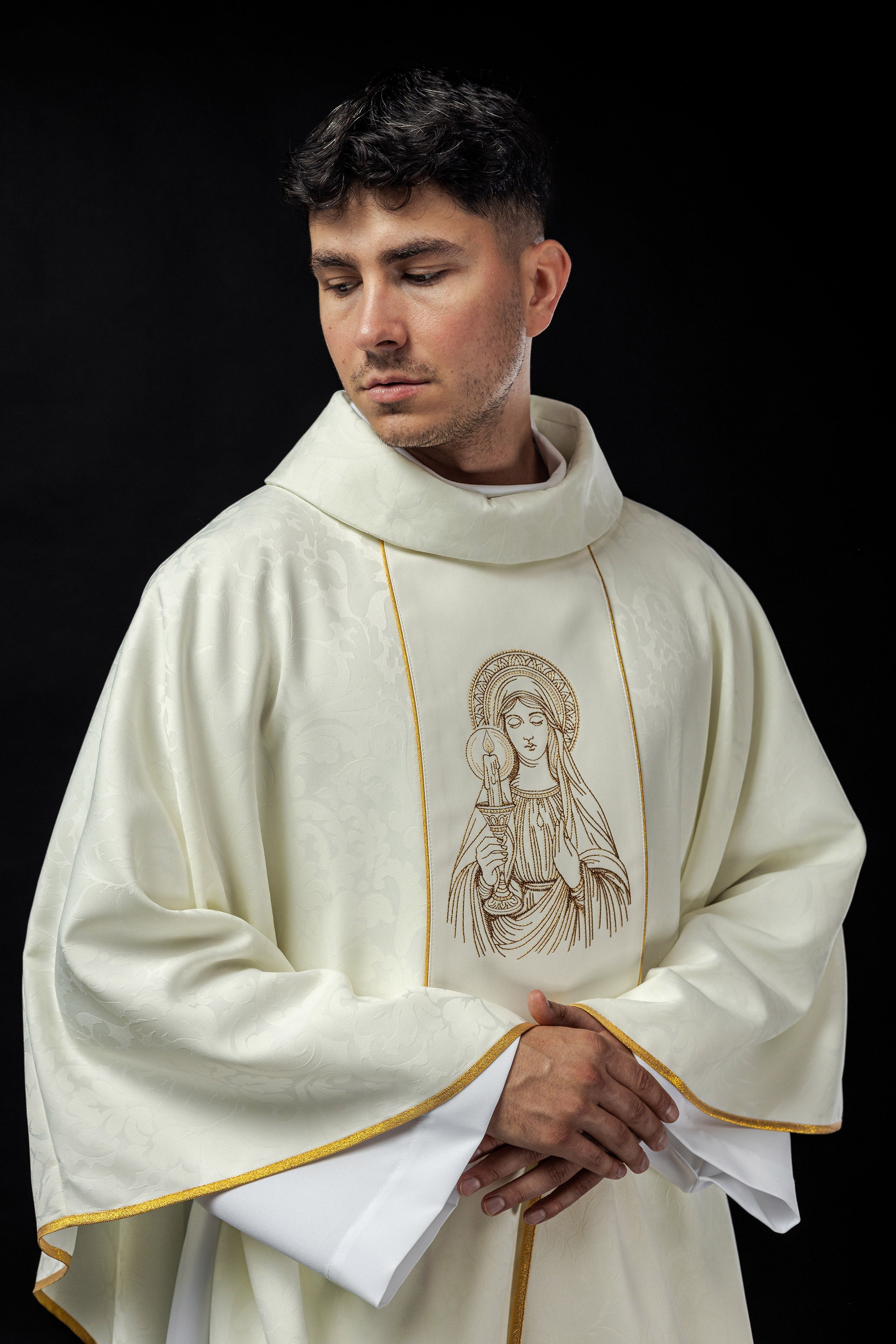 Embroidered chasuble with the image of Our Lady of Thunder