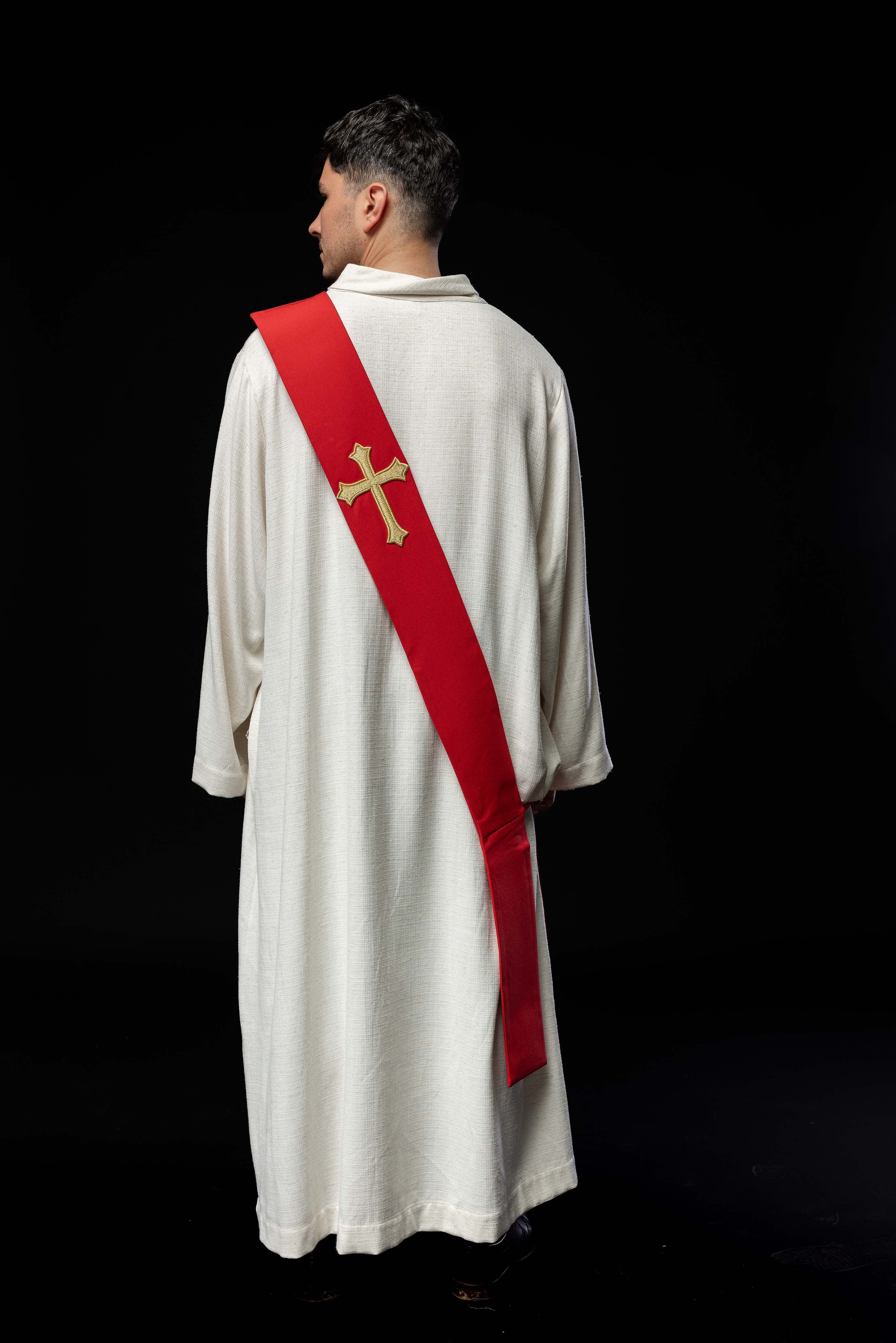 Red Deacon stole with a Cross