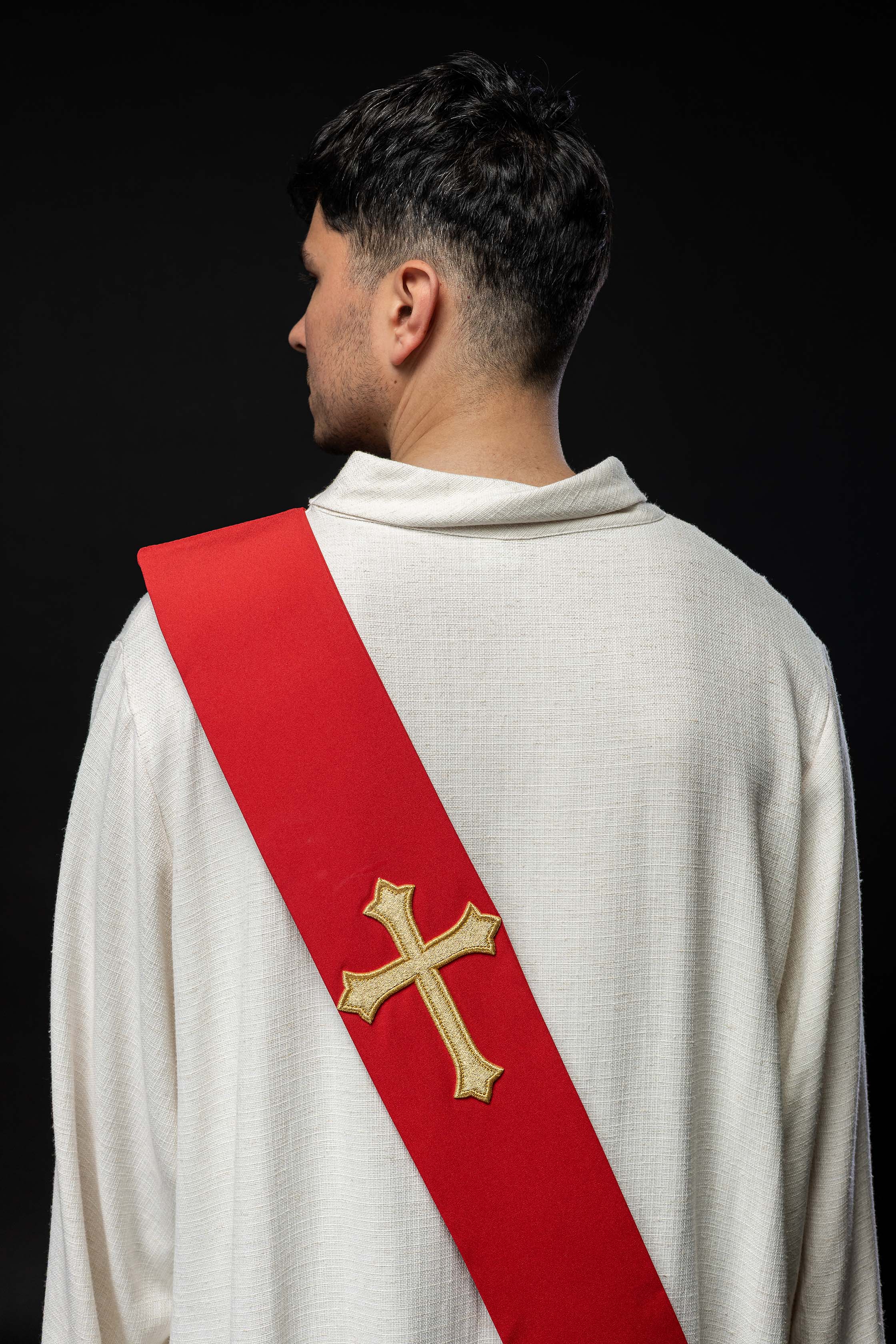 Red Deacon stole with a Cross