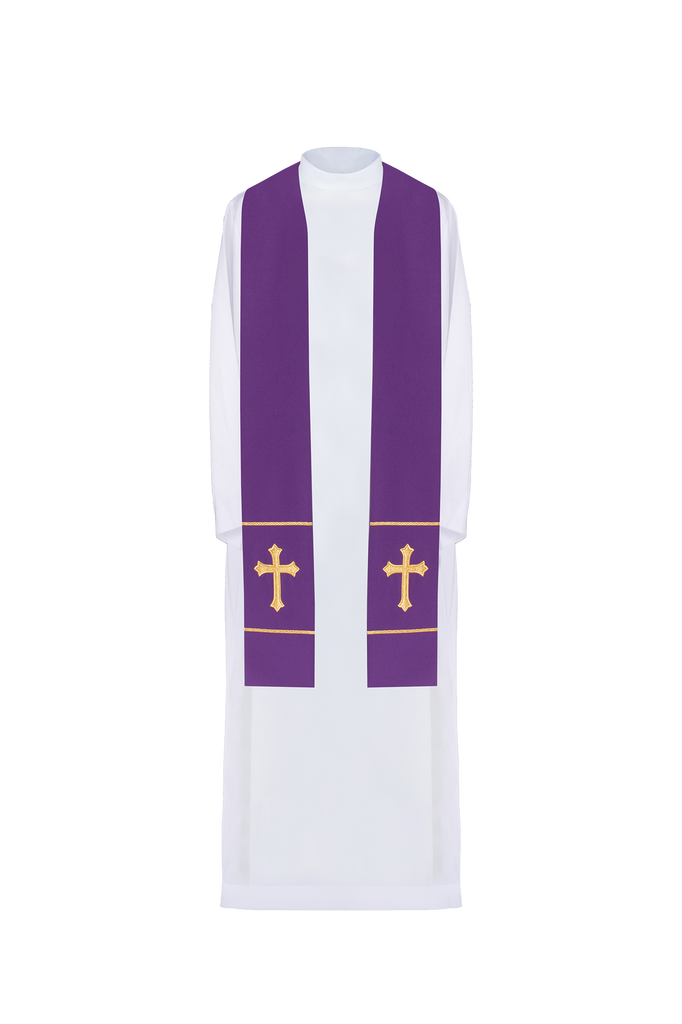 Purple priestly stole embroidered with a Cross