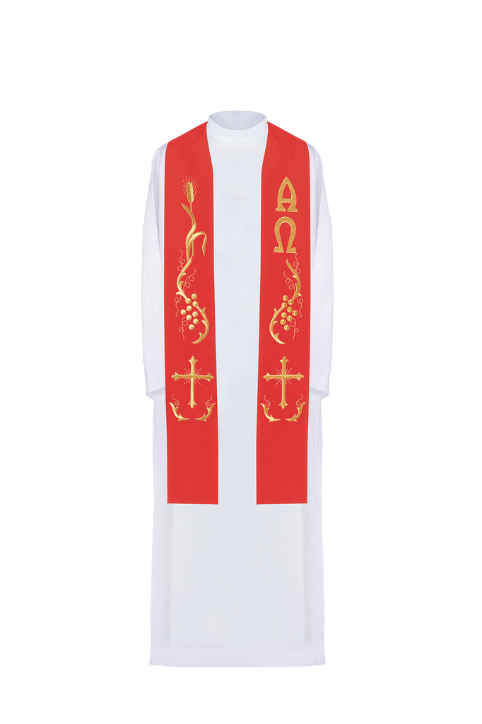 Red embroidered priestly stole