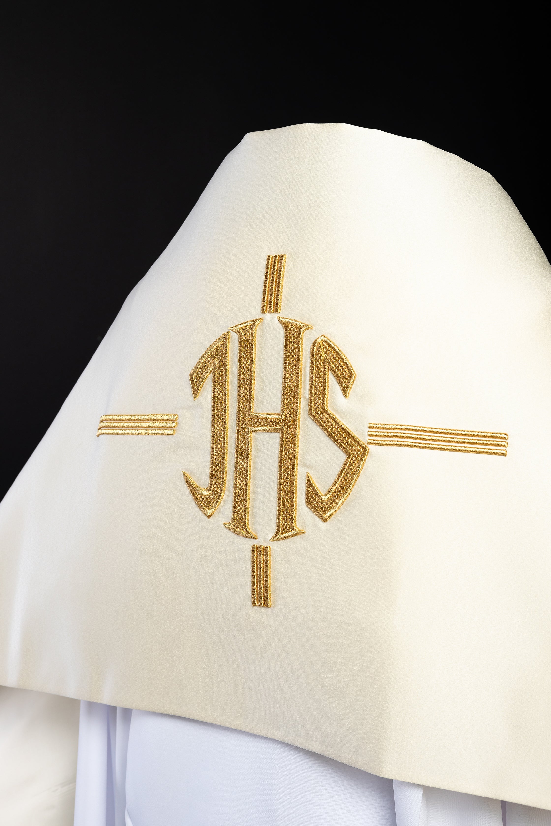 Ecru IHS embroidered liturgical veil