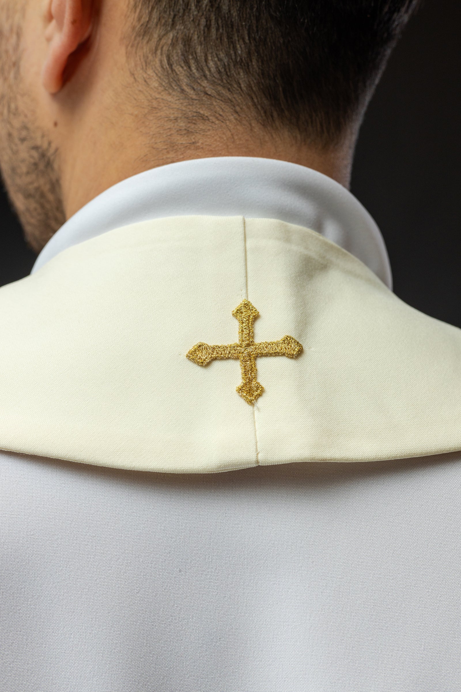 Ecru embroidered stole with IHS