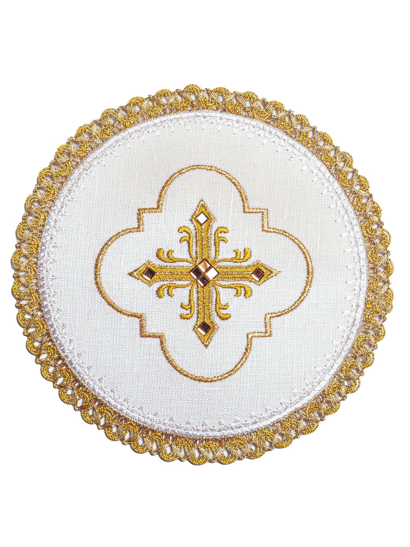 Linen Chalice Linens Richly Embroidered with Stones - HAFTINAUSA.COM